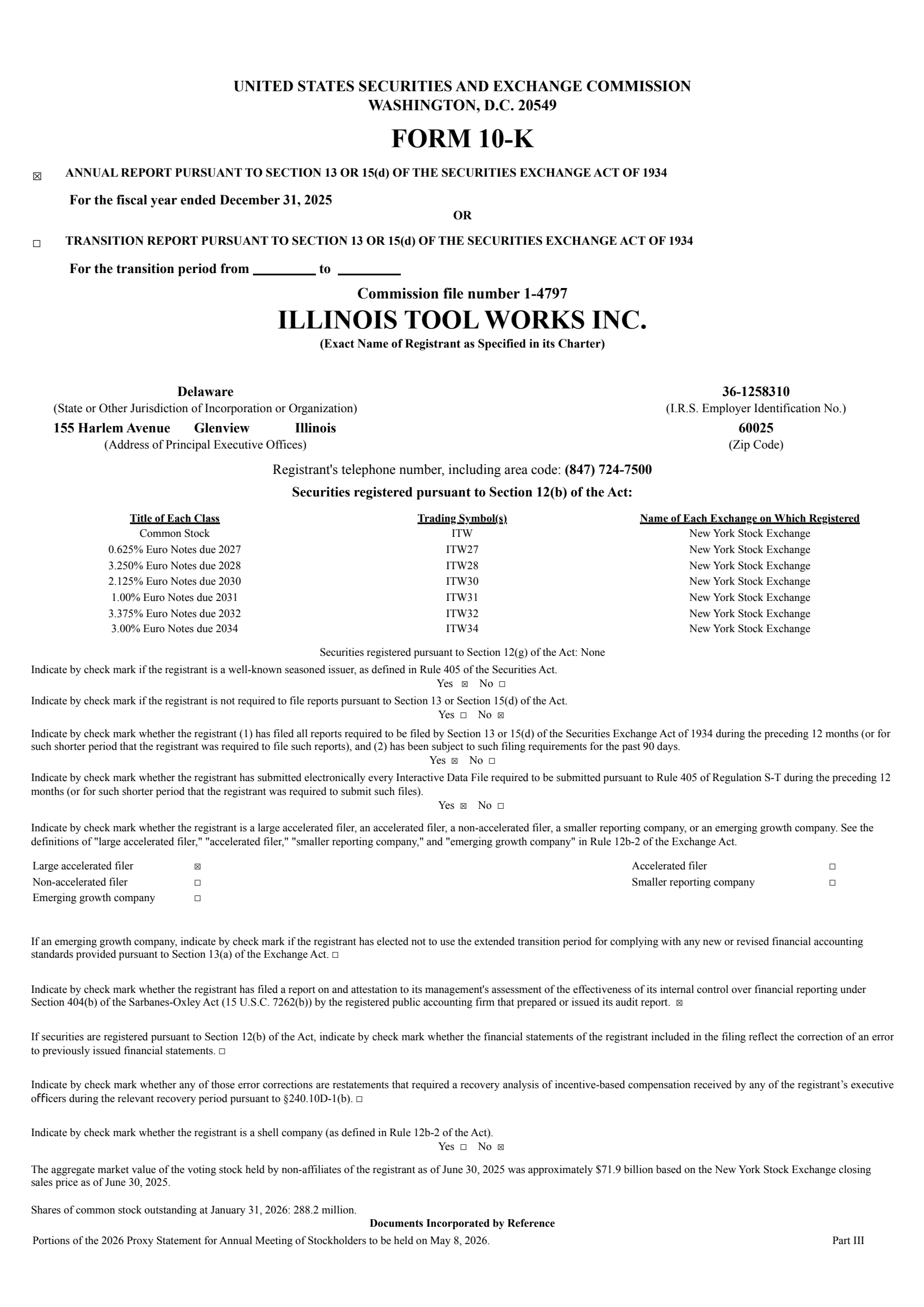 Illinois Tool Works' Q4 2025 Annual report