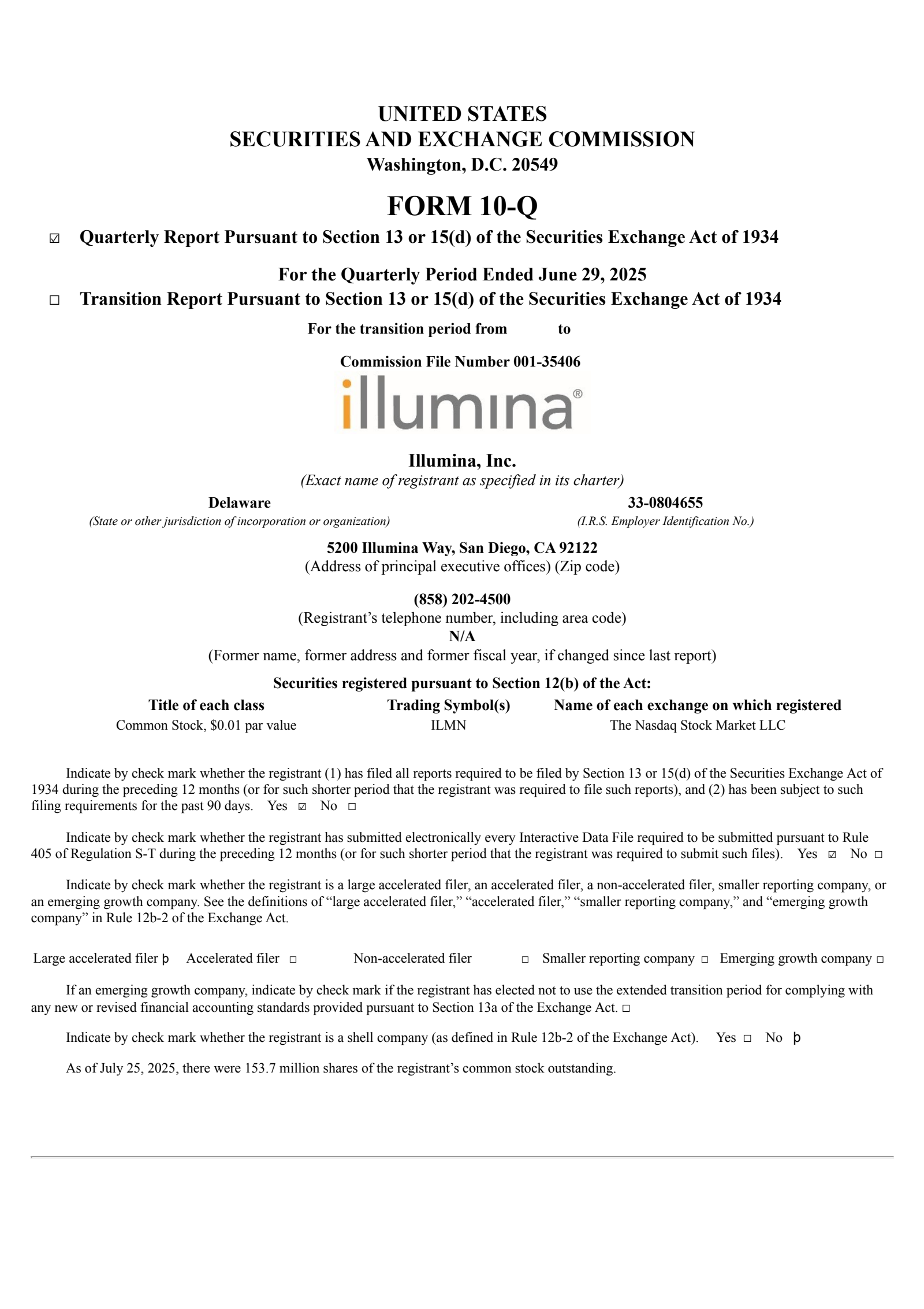 Illumina's Q2 2025 Quarterly report