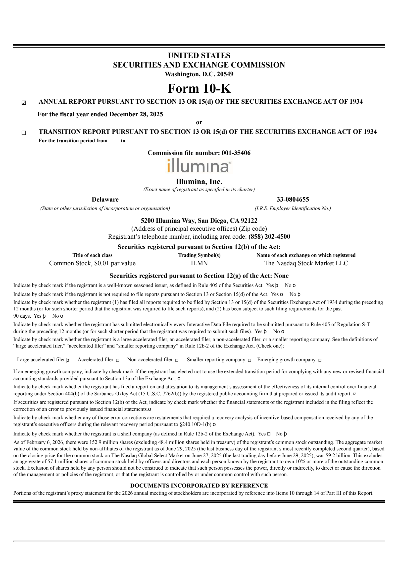 Illumina's Q4 2025 Annual report
