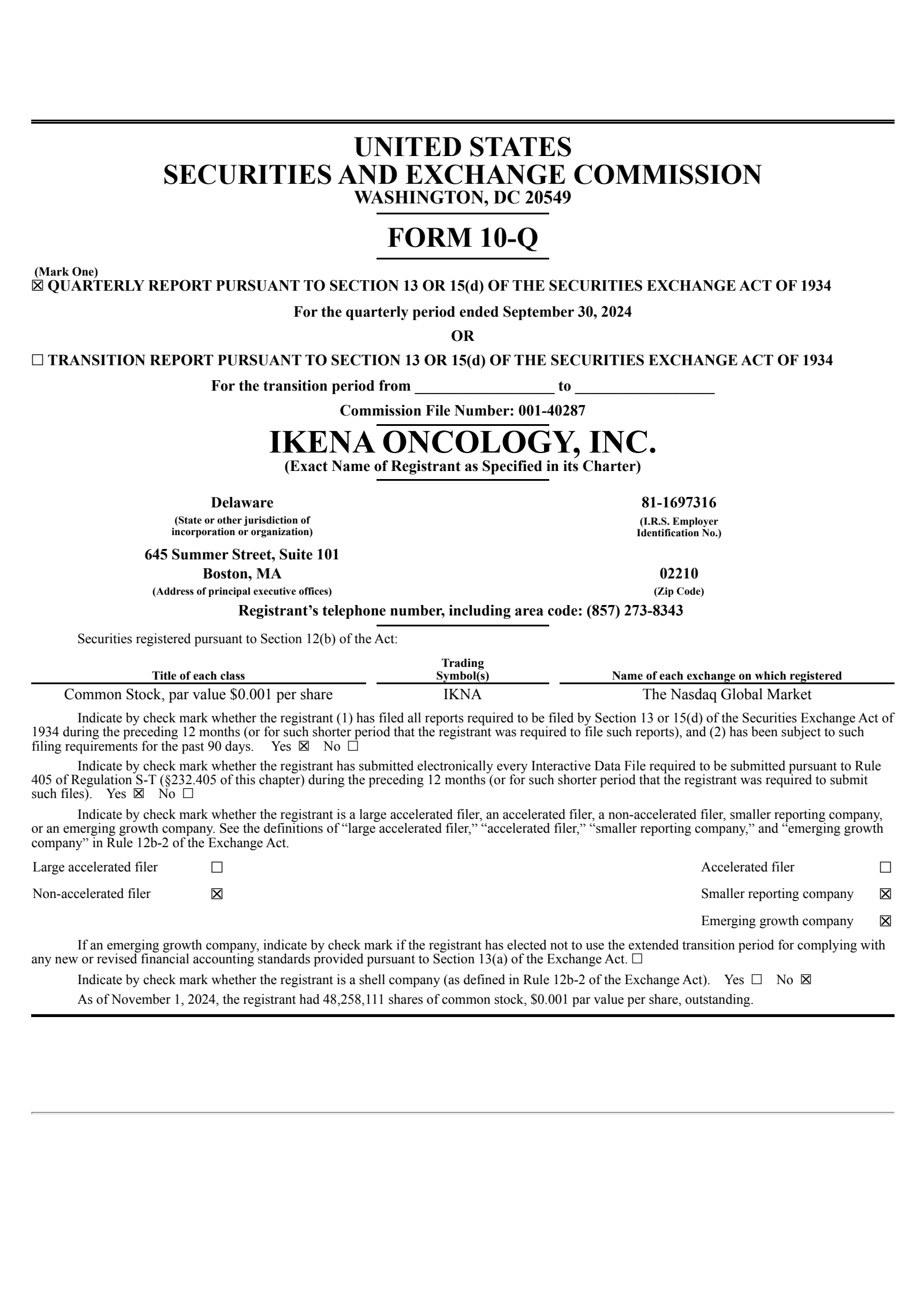 ImageneBio's Q3 2024 Quarterly report