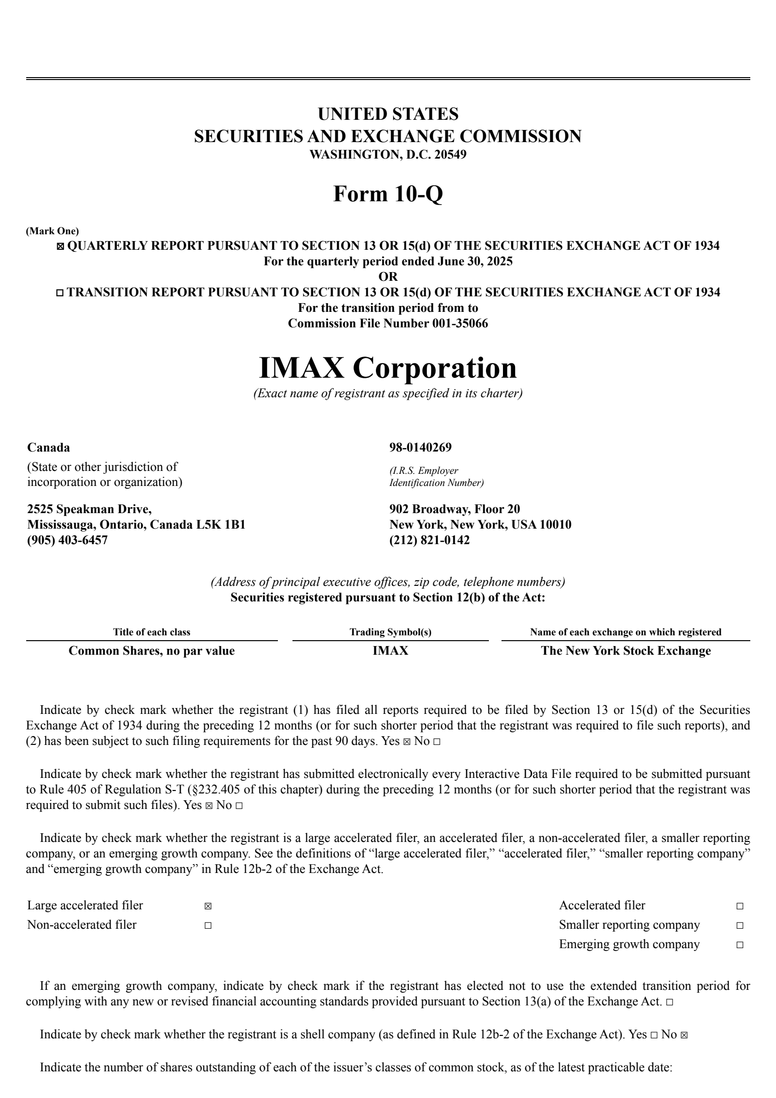 IMAX's Q2 2025 Quarterly report