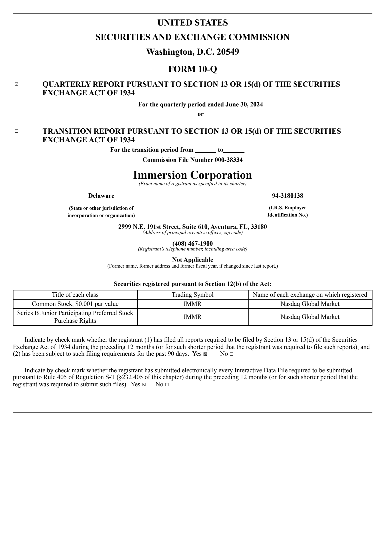 Immersion's Q2 2024 Quarterly report