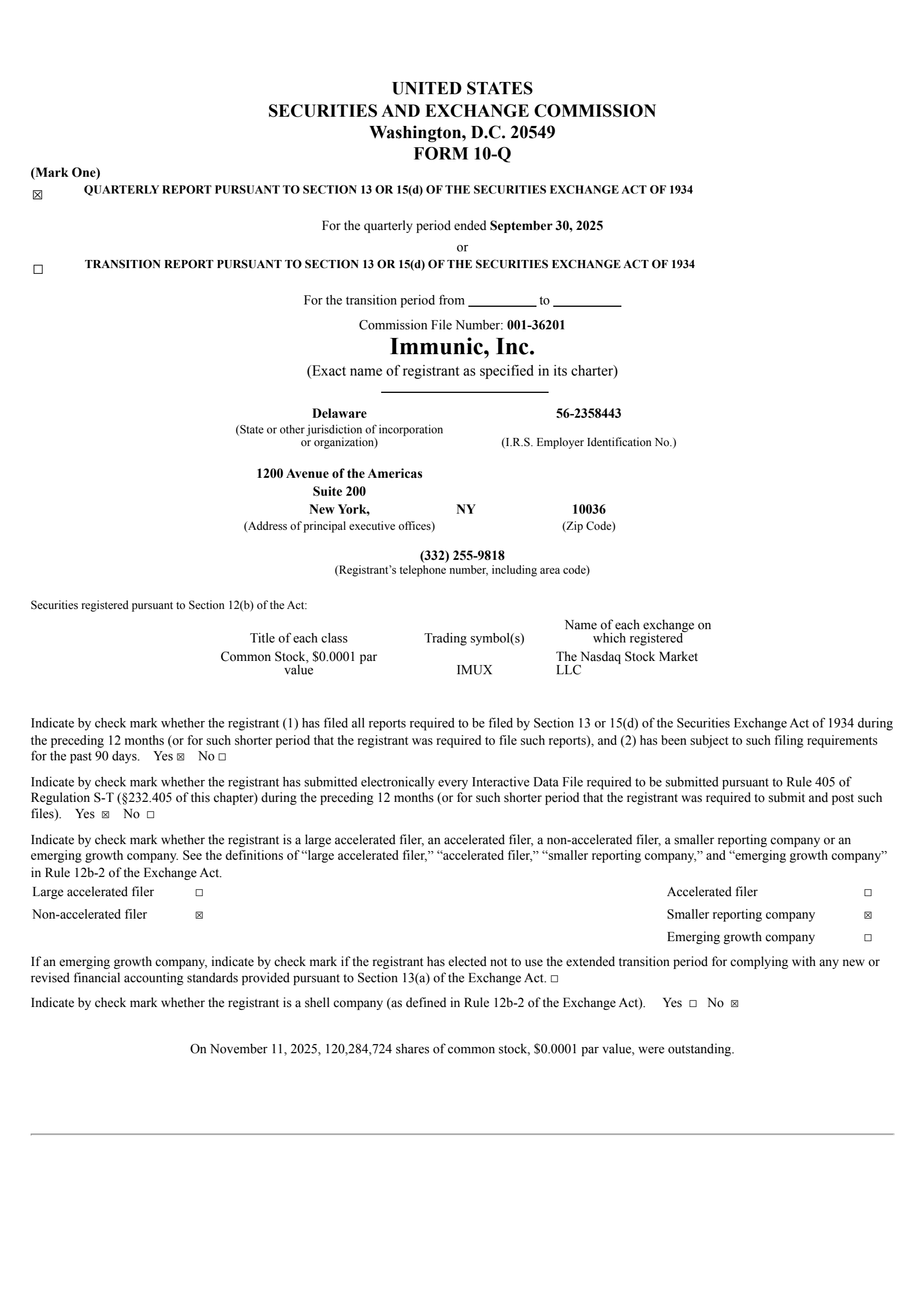 Immunic's Q3 2025 Quarterly Report