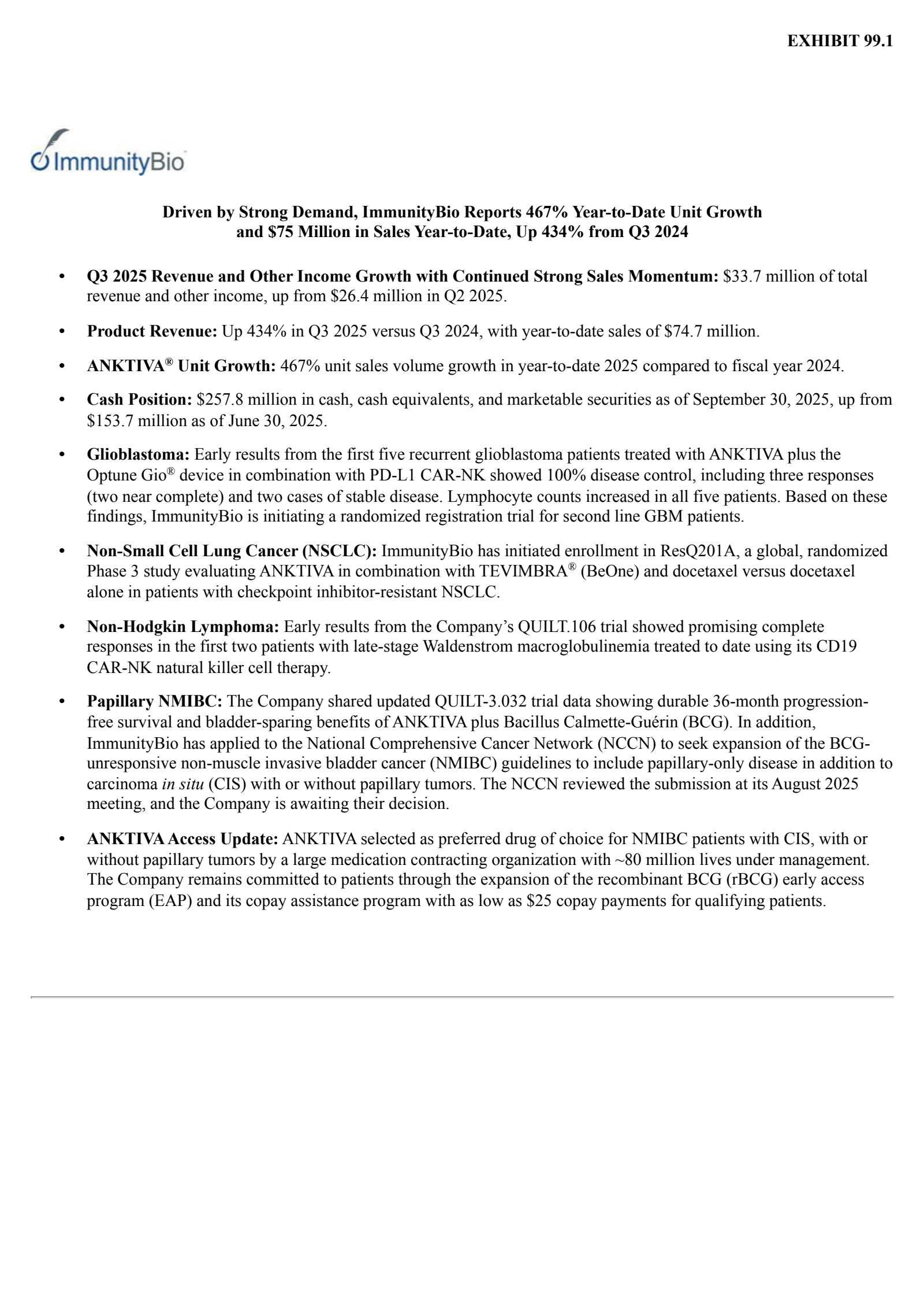 ImmunityBio's Q3 2025 Earnings Release