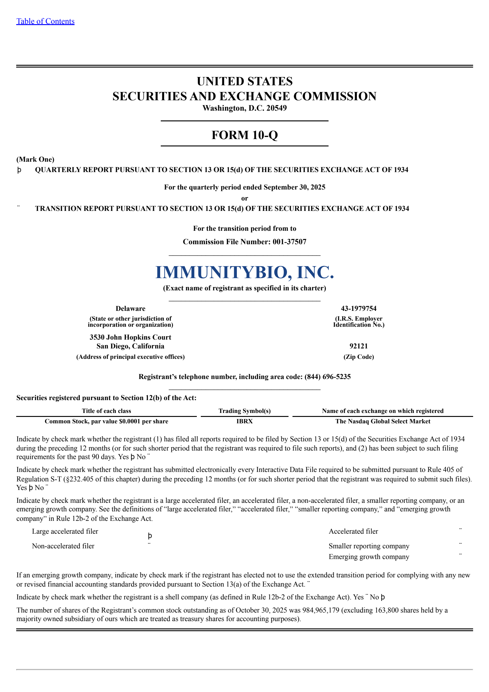 ImmunityBio's Q3 2025 Quarterly Report