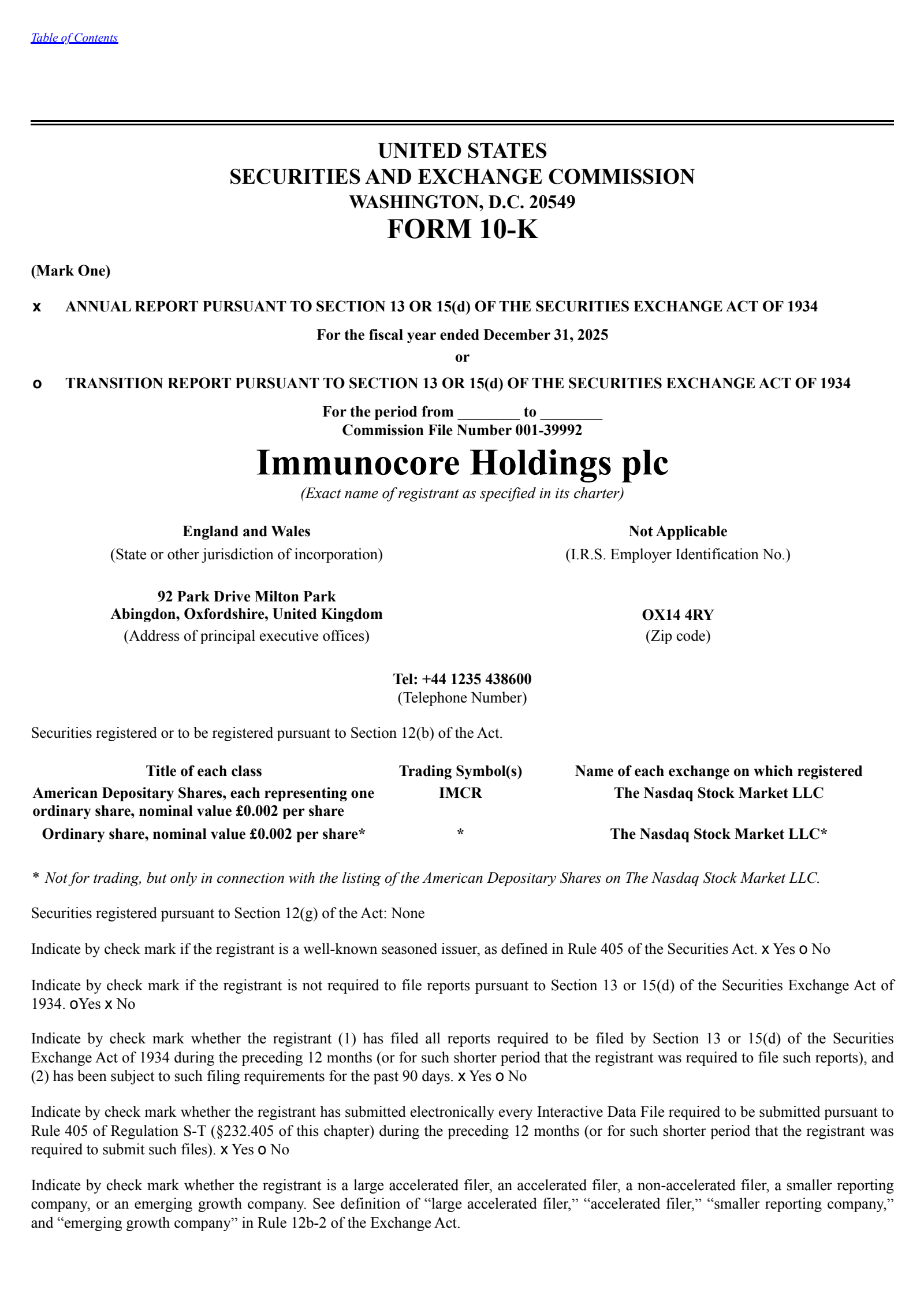 Immunocore's Q4 2025 Annual report