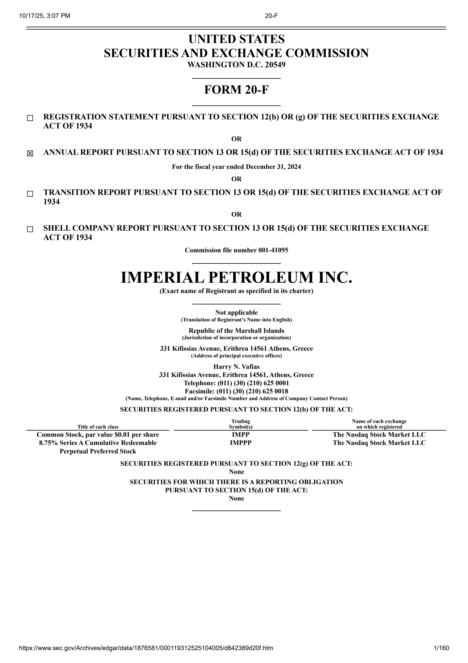 Imperial Petroleum's Q4 2024 Annual Report