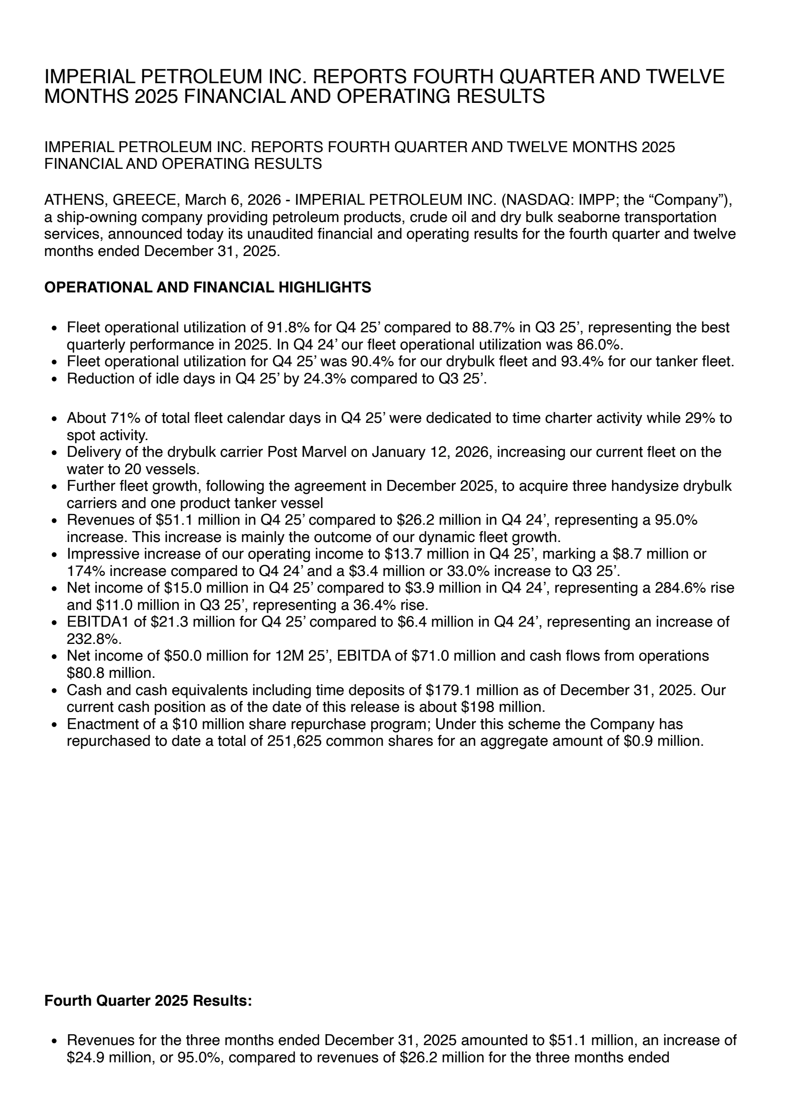 IMPP Q4 2025 Earnings Report on 3/6/2026