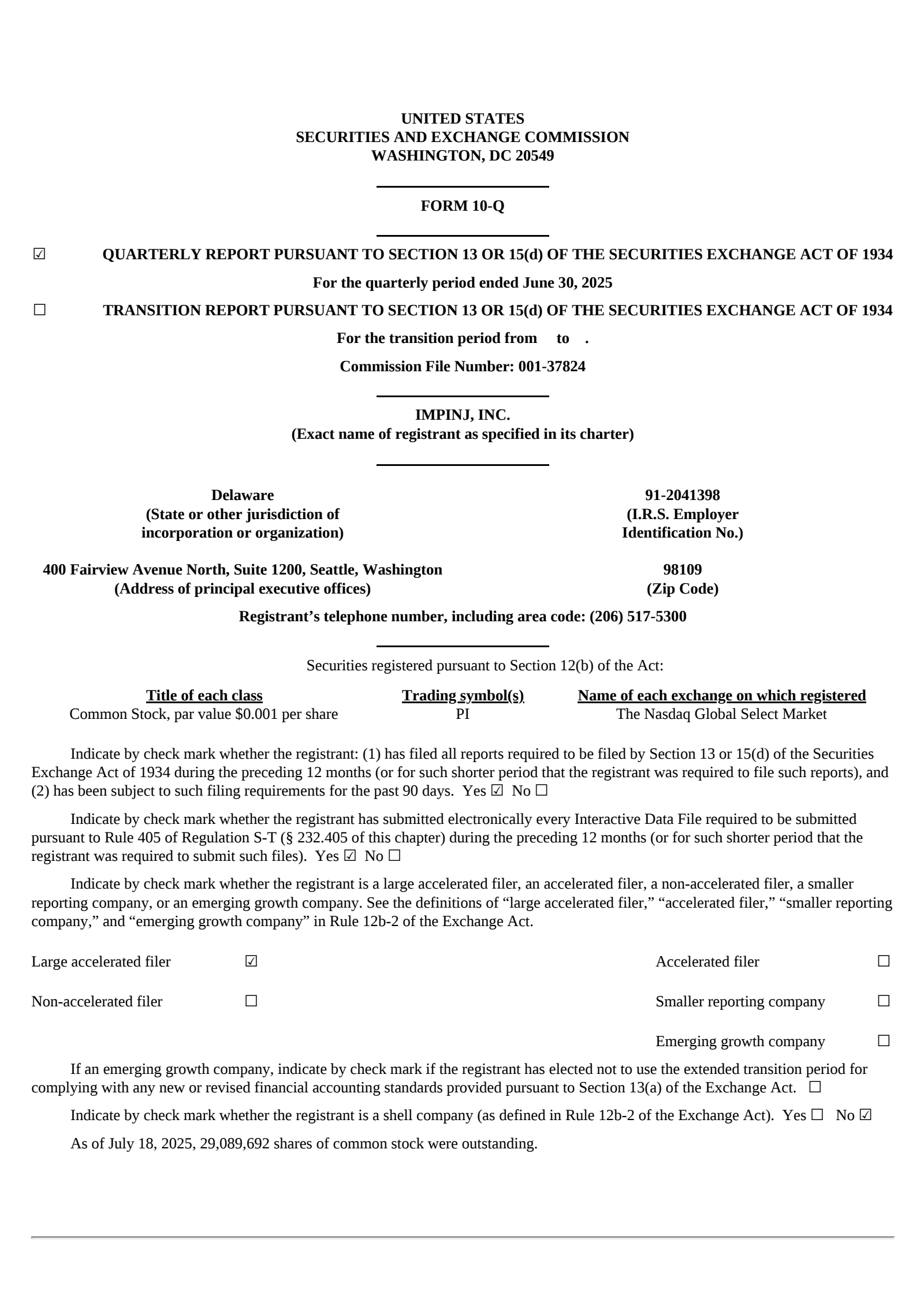 Impinj's Q2 2025 Quarterly report