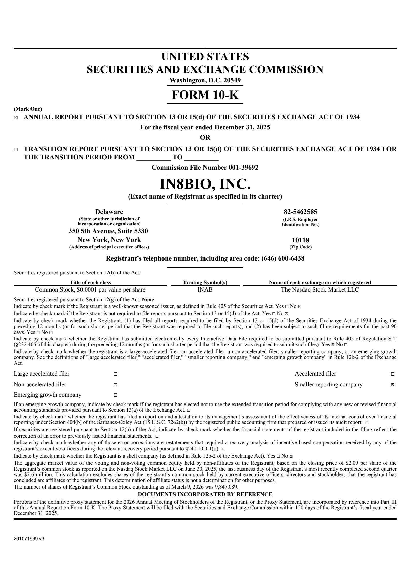 IN8bio's Q4 2025 Annual report