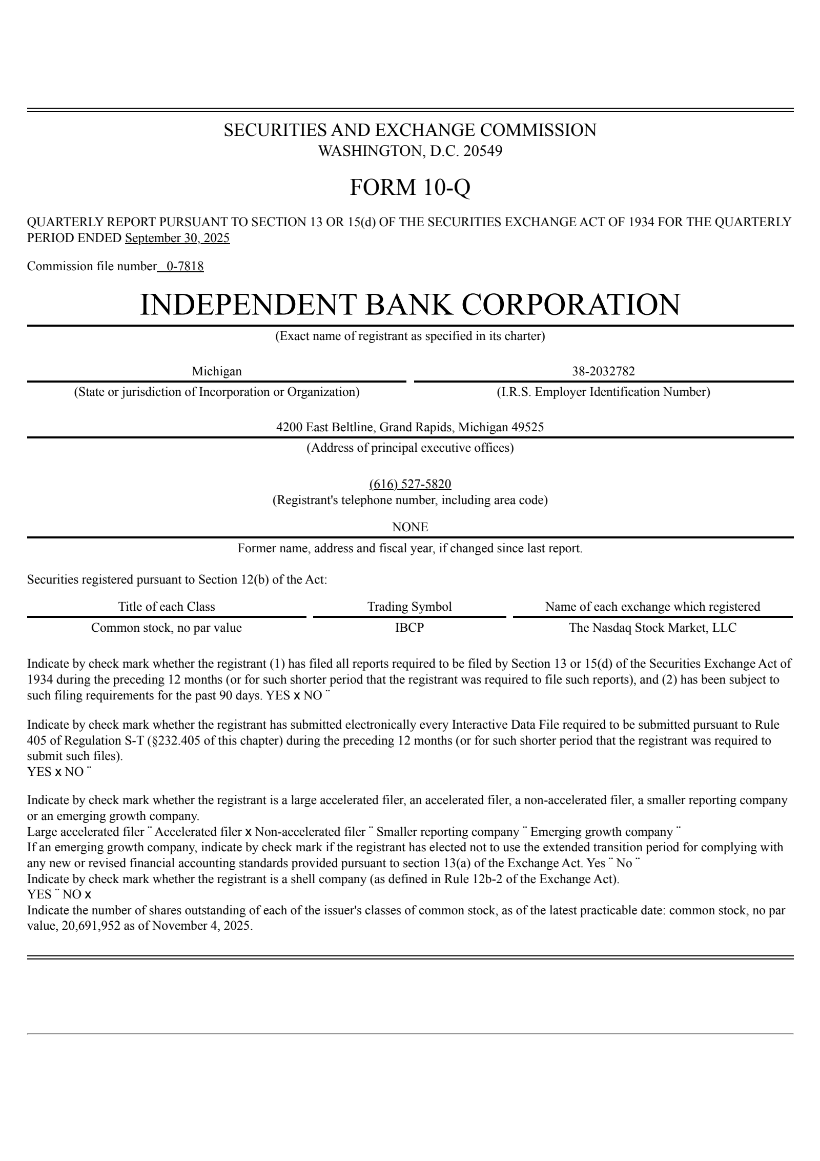 Independent Bank's Q3 2025 Quarterly Report