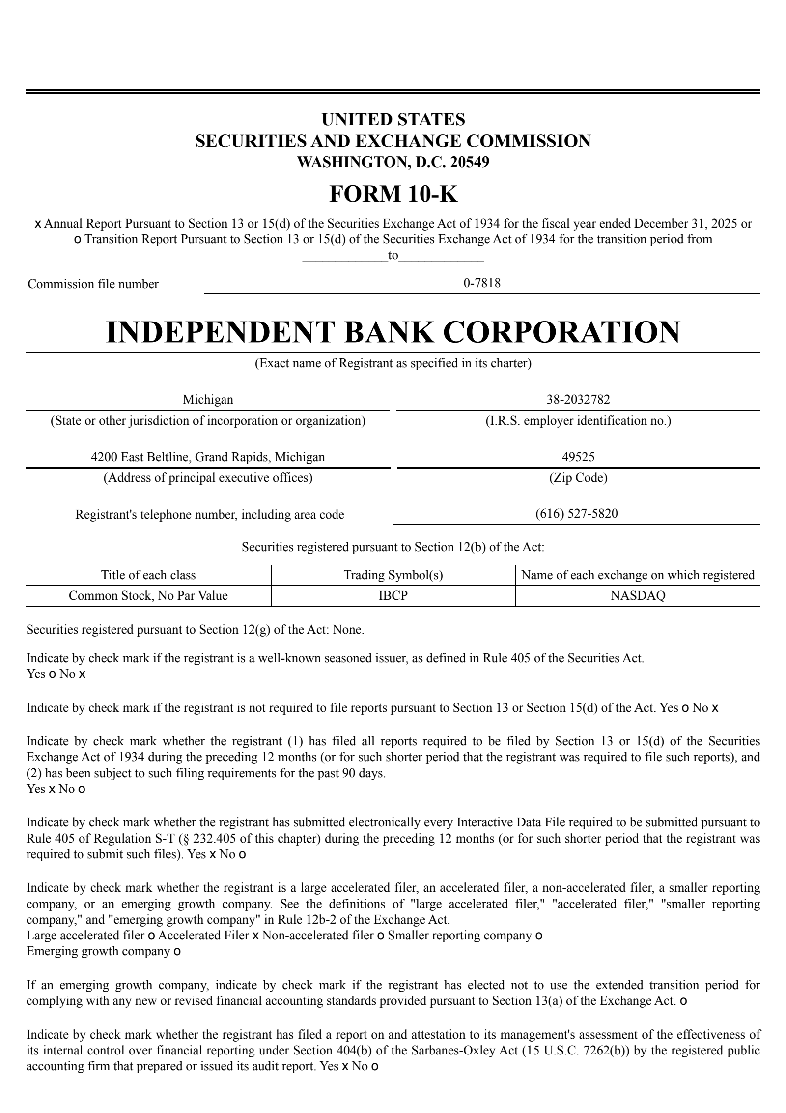 Independent Bank's Q4 2025 Annual report