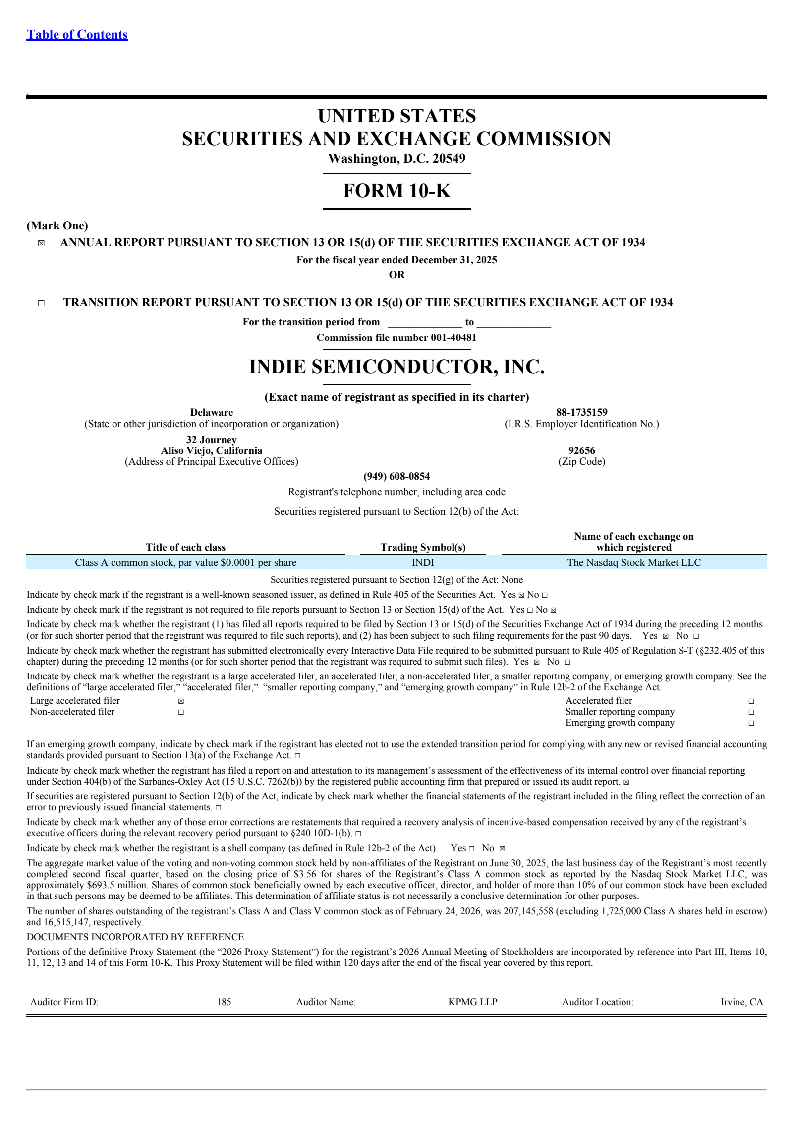 indie Semiconductor's Q4 2025 Annual report