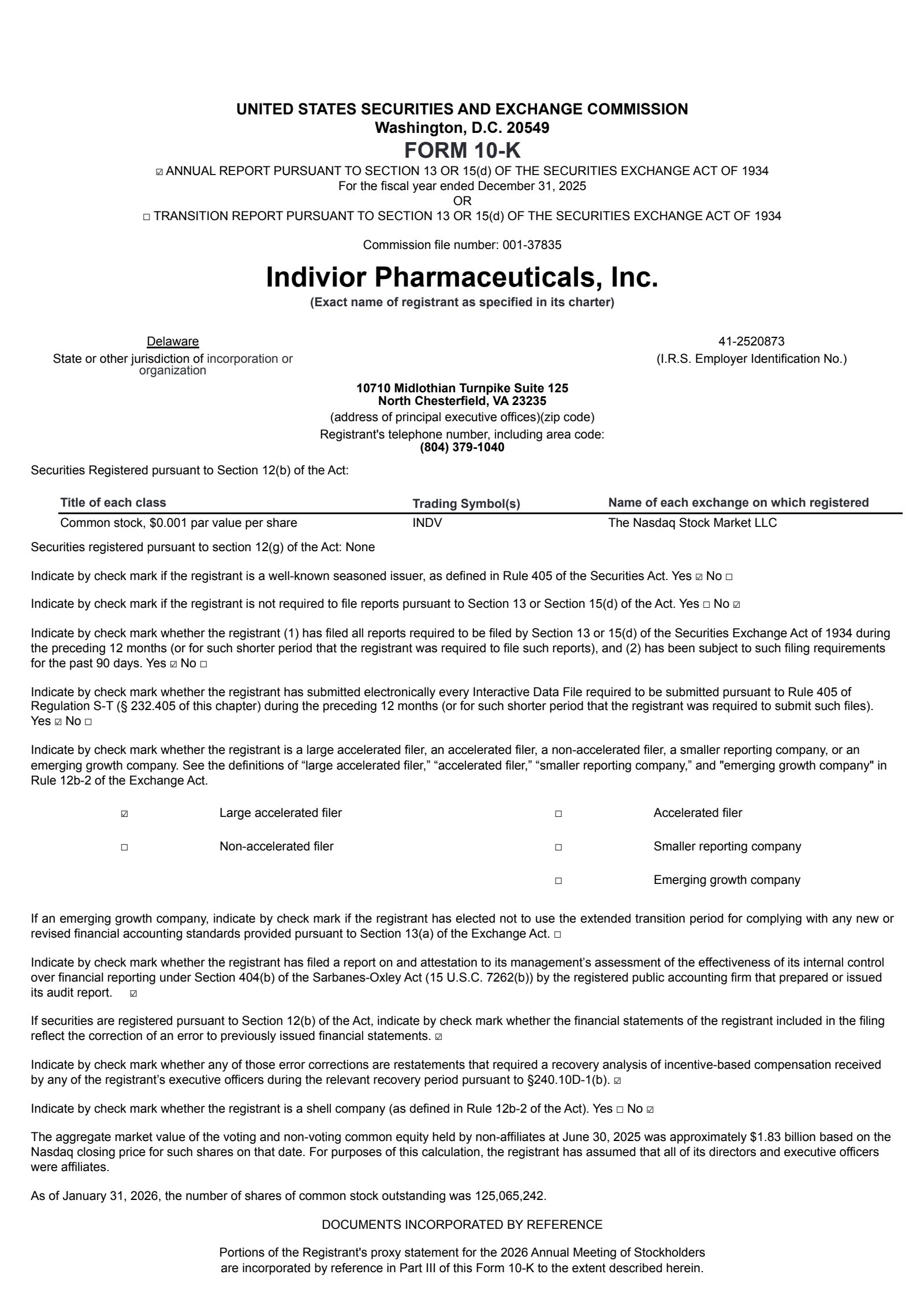 Indivior's Q4 2025 Annual report