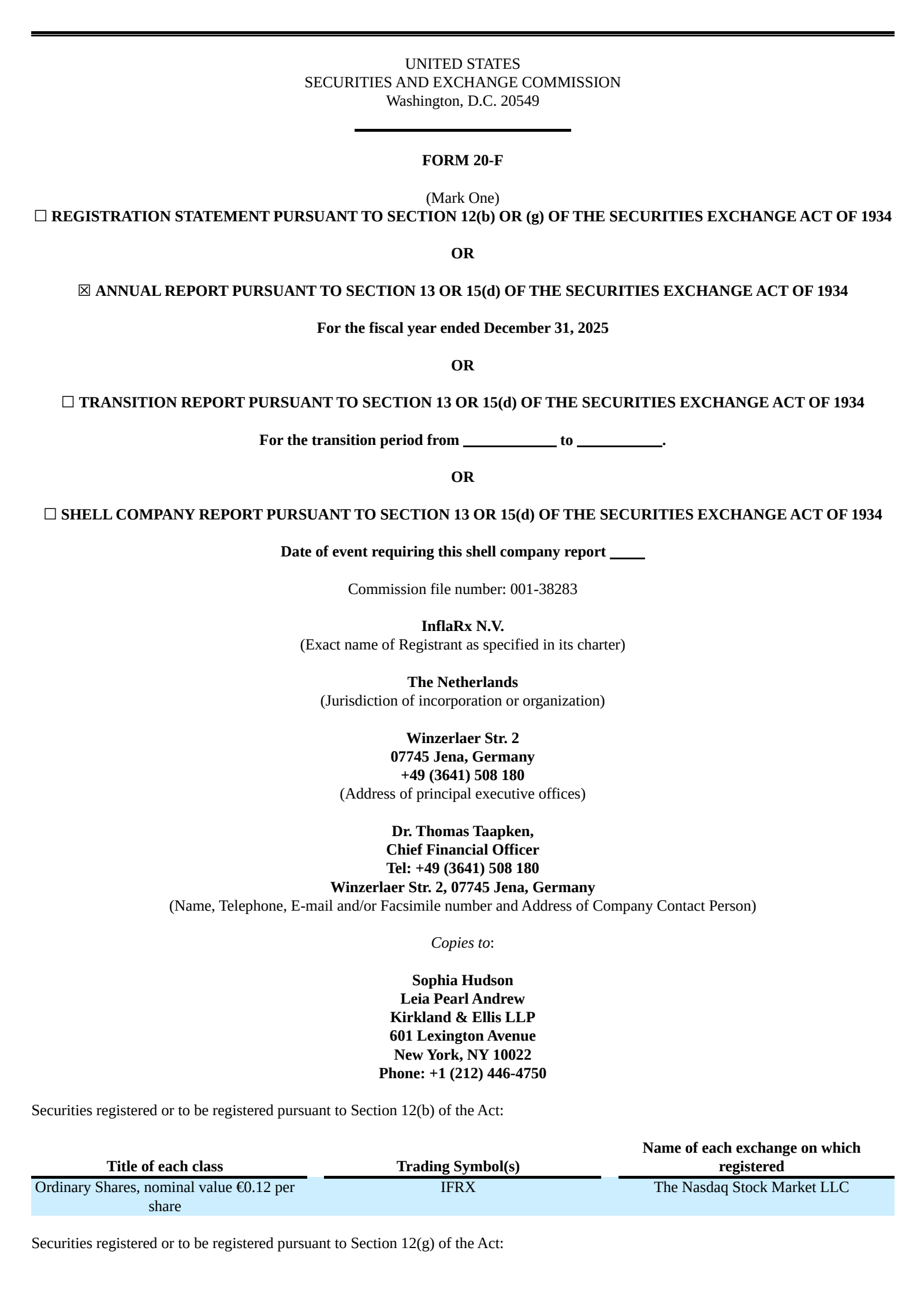 InflaRx's Q4 2025 Annual report