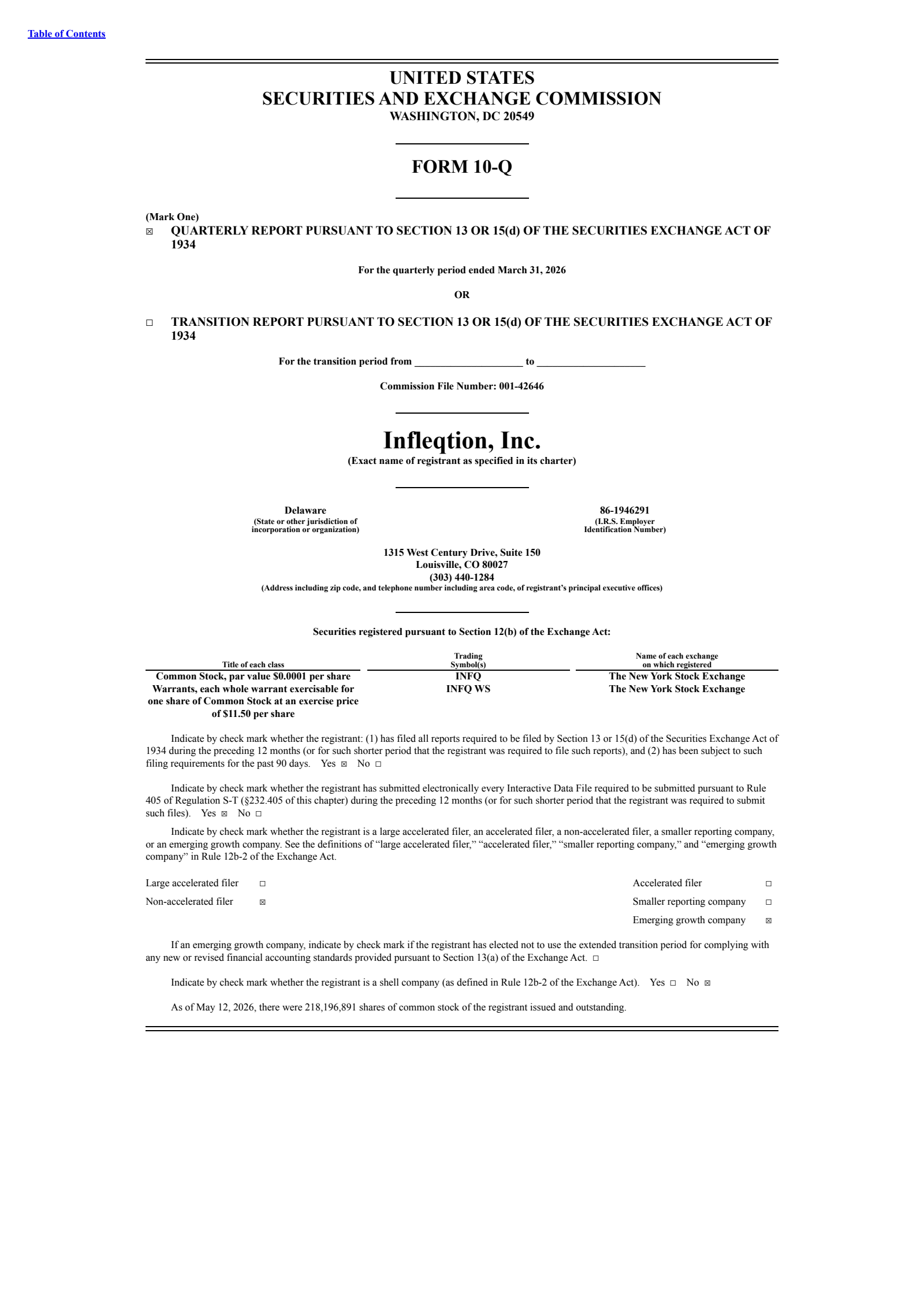 Infleqtion's Q1 2026 Quarterly report