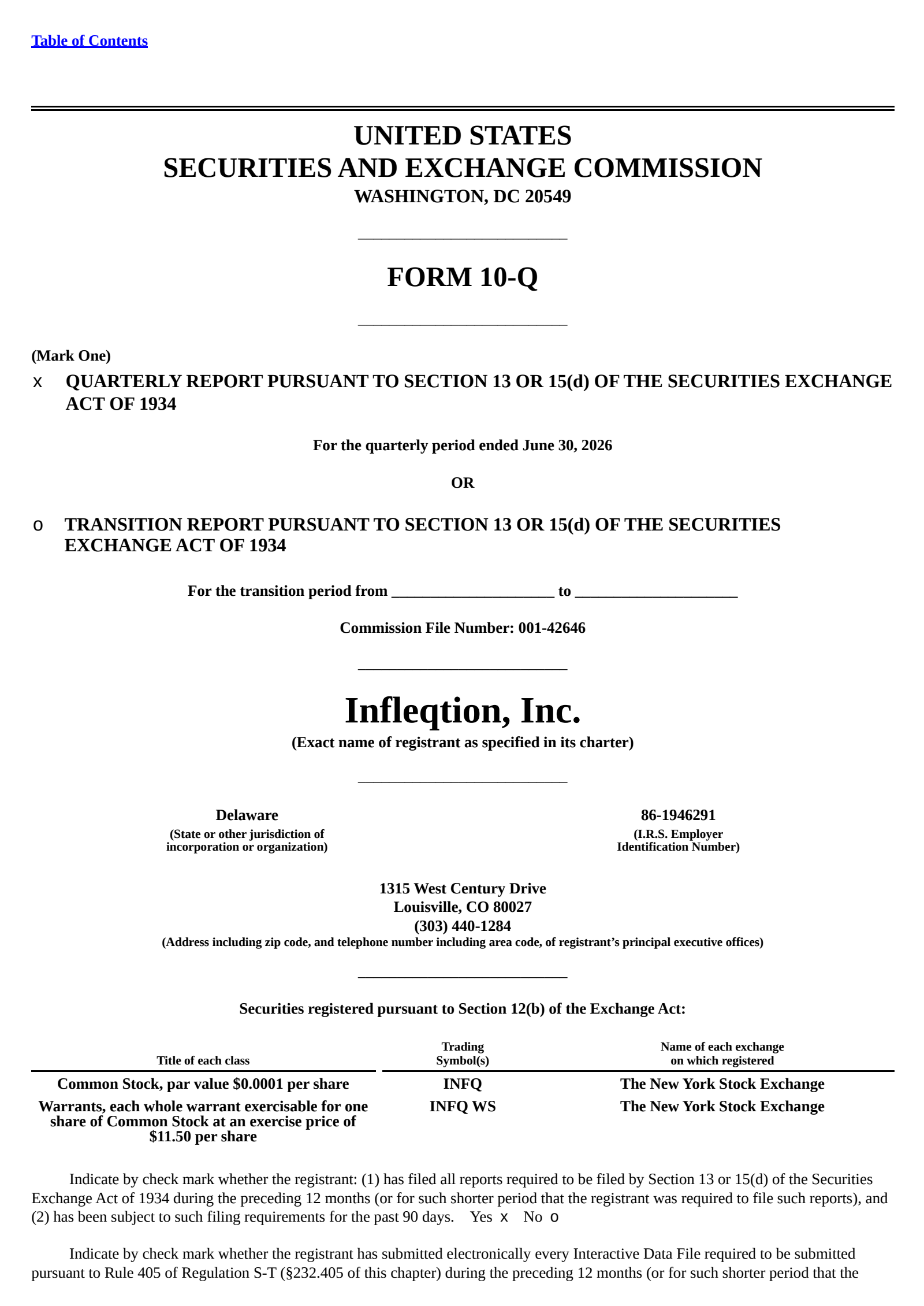 Infleqtion's Q2 2026 Quarterly report