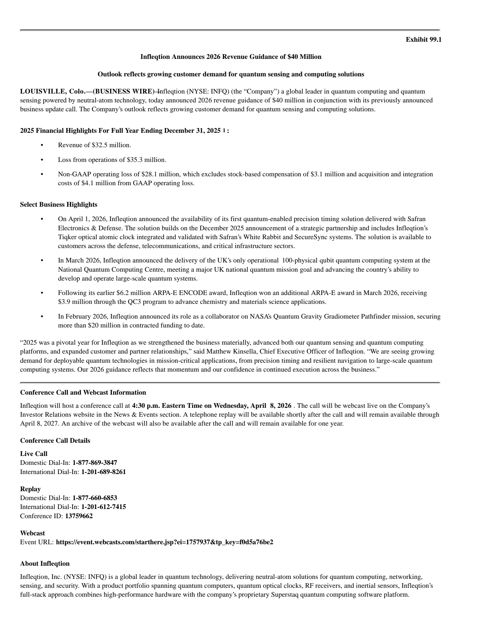 Infleqtion's Q4 2025 Press Release
