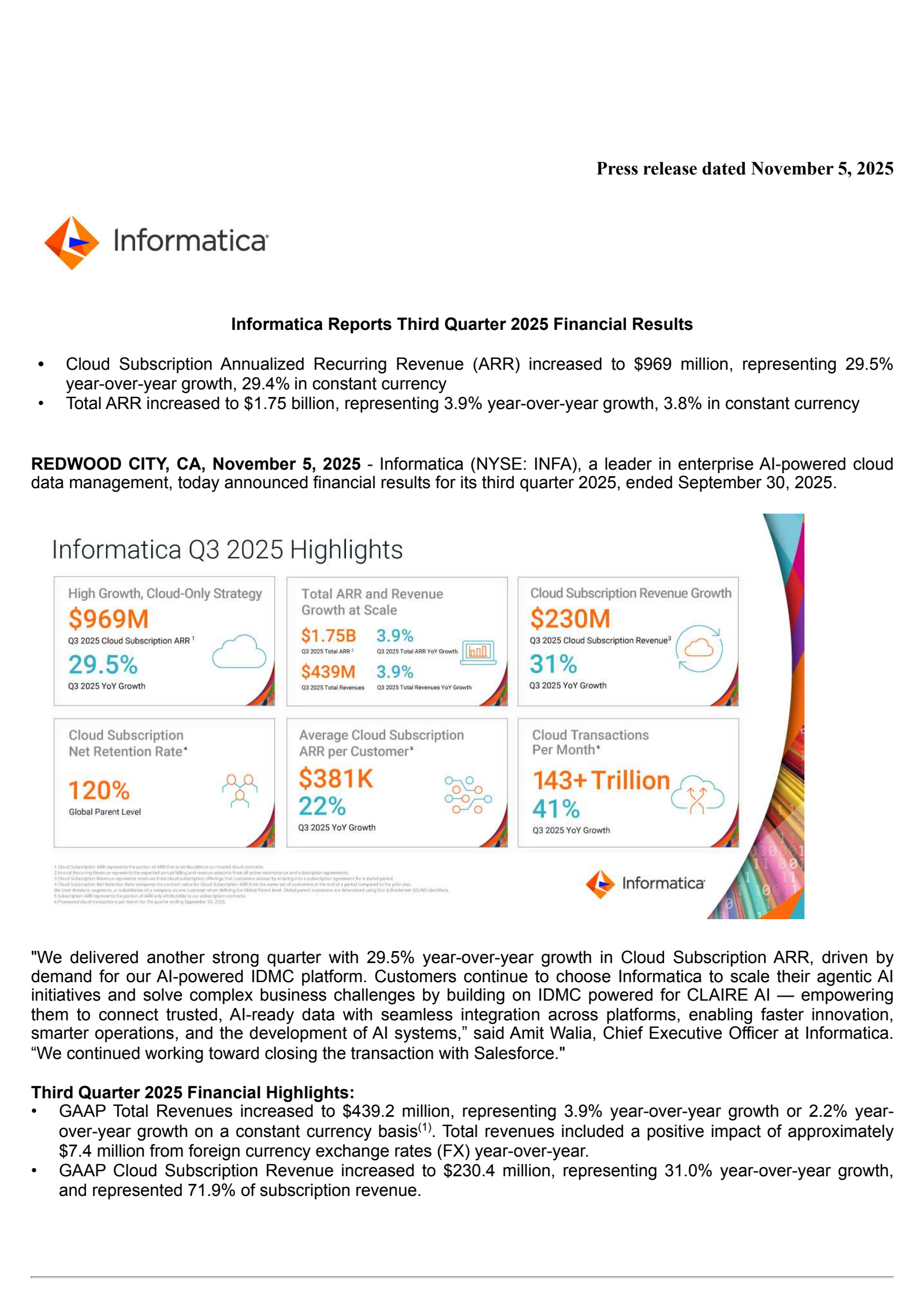 Informatica's Q3 2025 Earnings Release