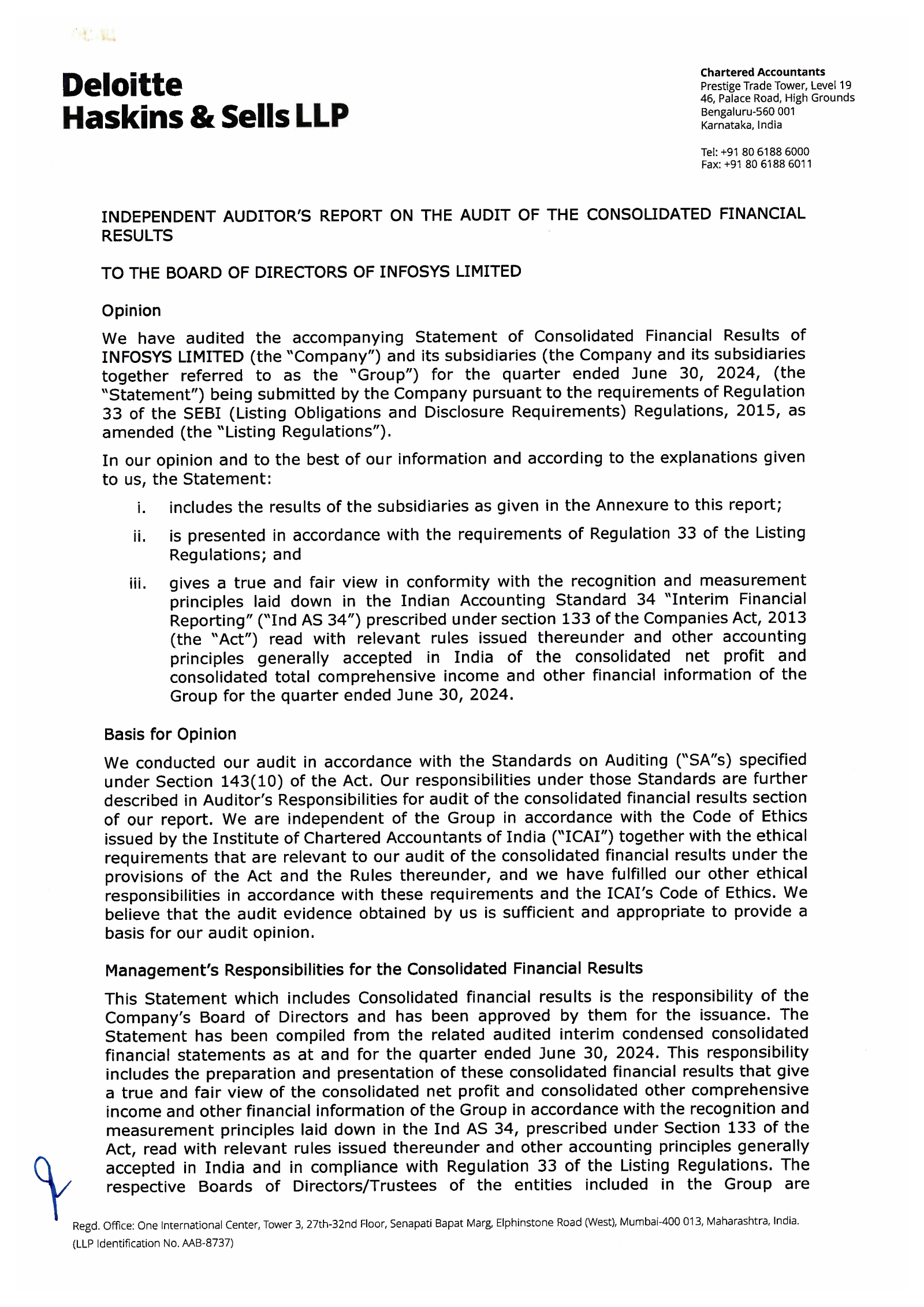 Infosys' Q1 24/25 Interim Report