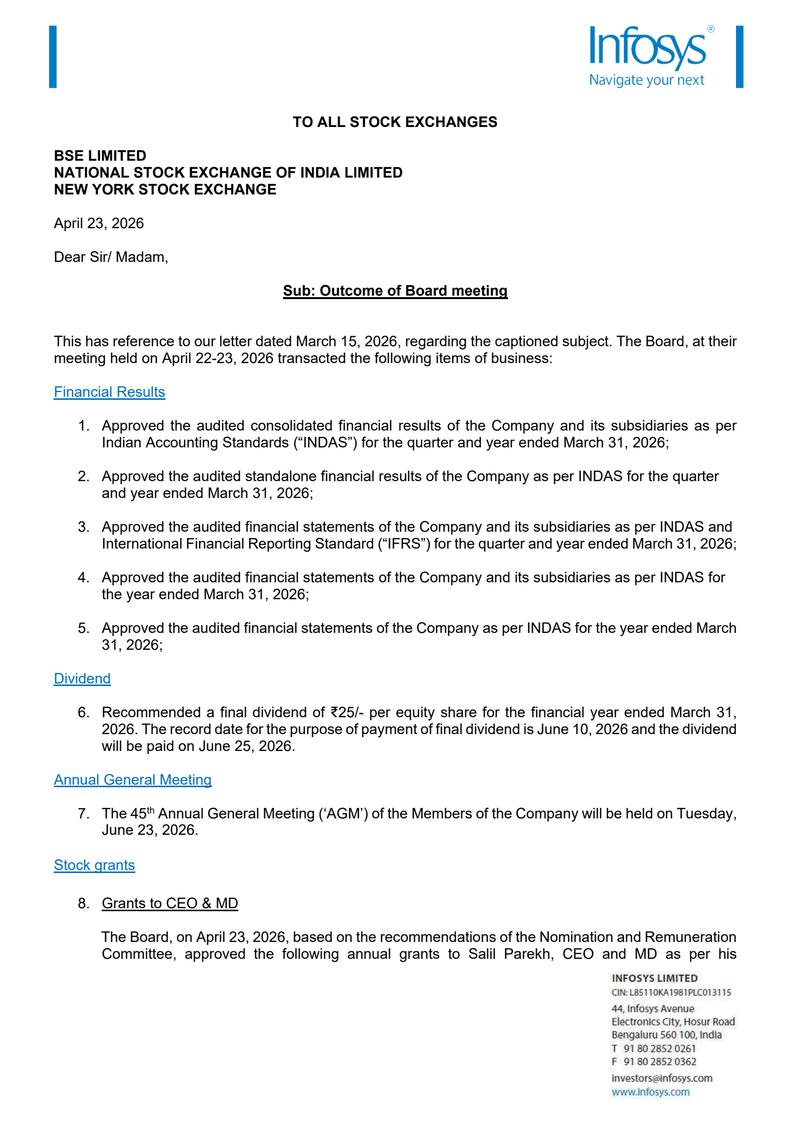 Infosys' Q4 25/26 (Media) Interim report