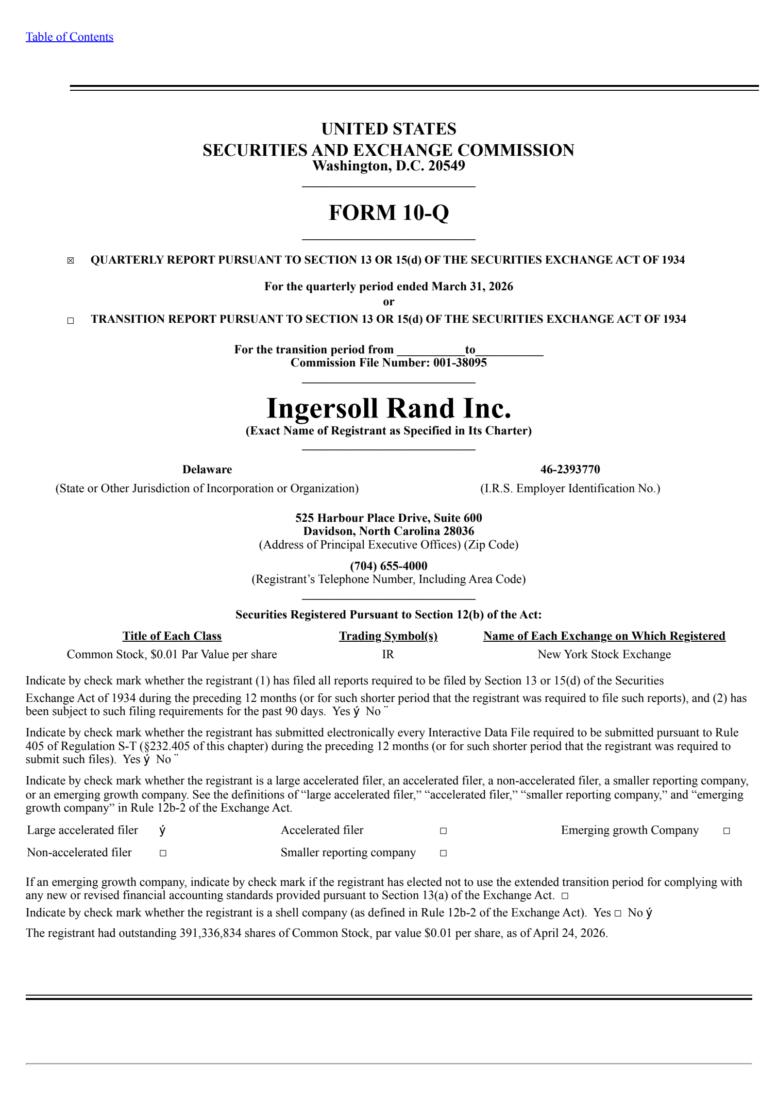 Ingersoll Rand's Q1 2026 Quarterly report