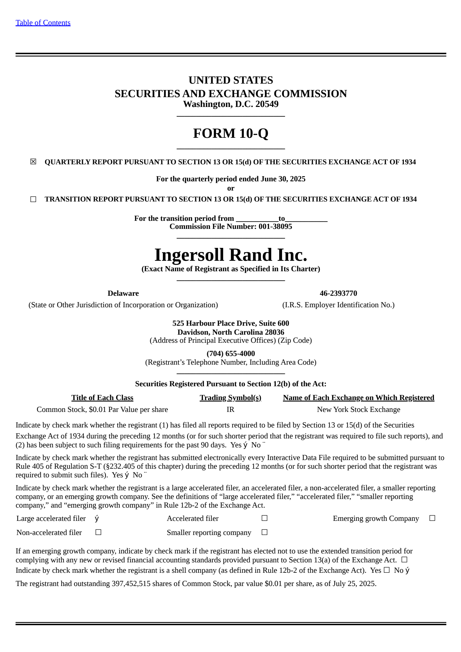 Ingersoll Rand's Q2 2025 Quarterly report