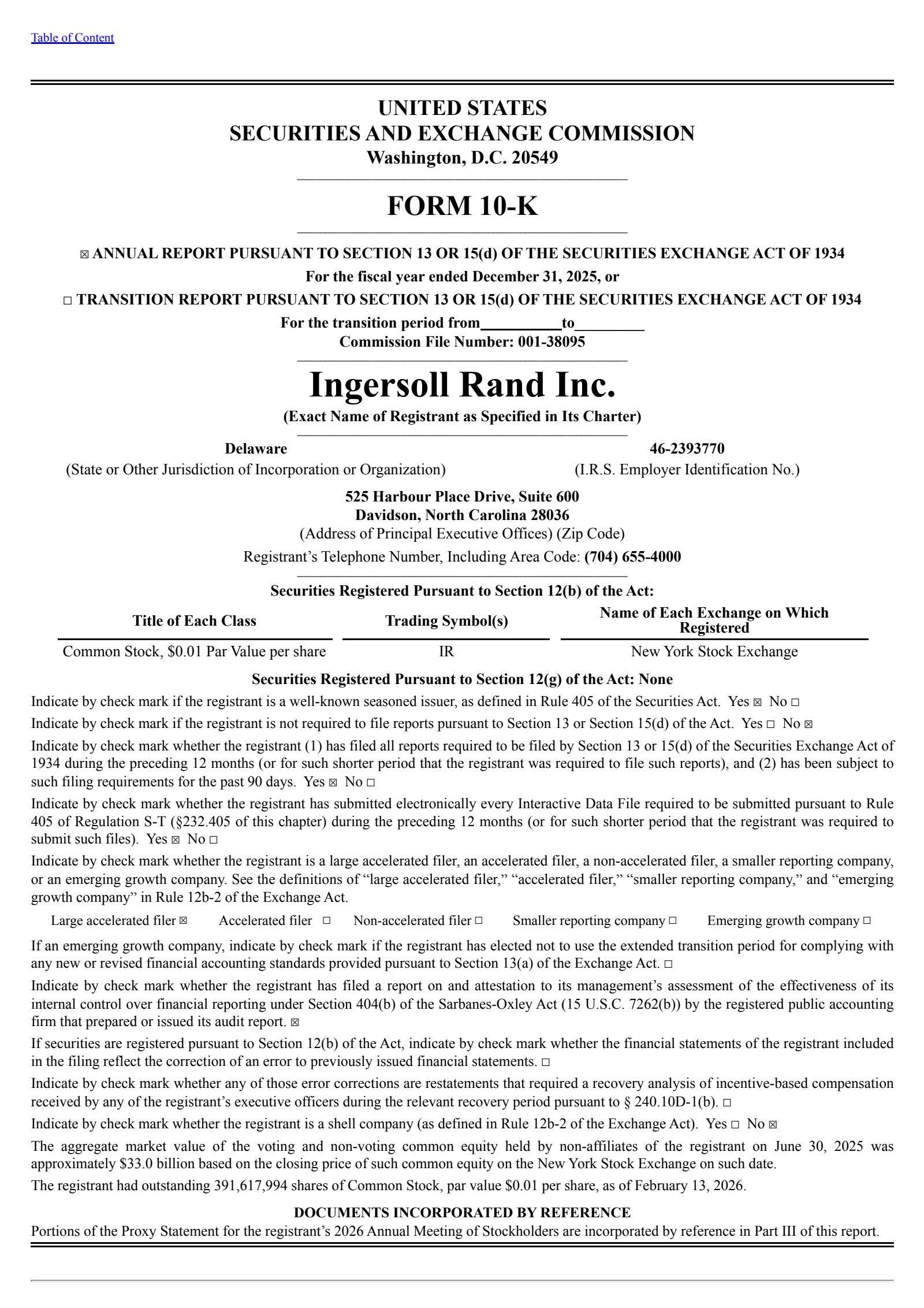 Ingersoll Rand's Q4 2025 Annual report