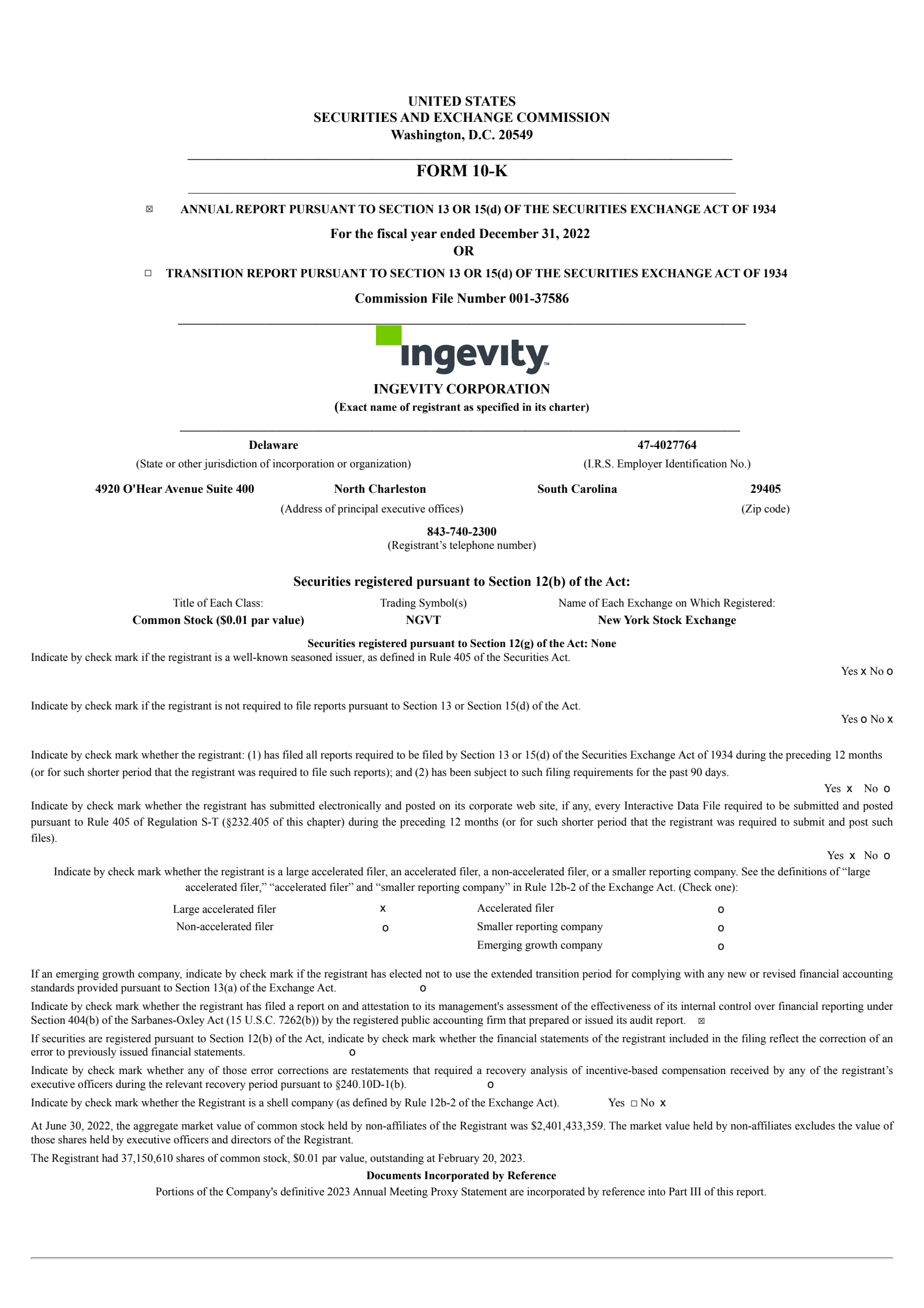 Ingevity's Q4 2022 Annual report
