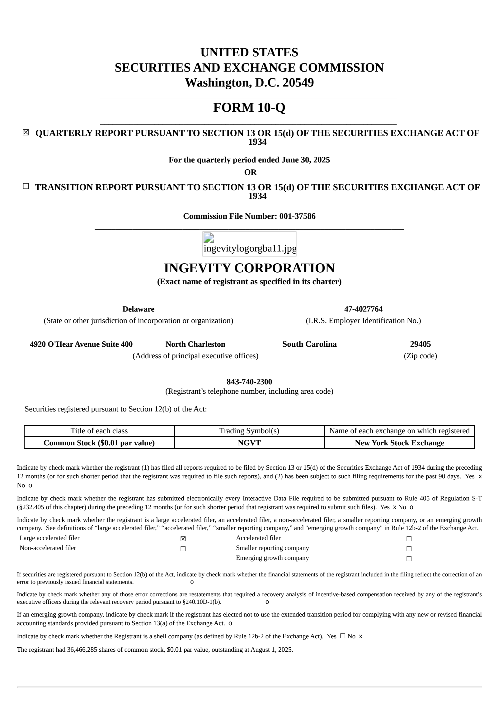 Ingevity's Q2 2025 Quarterly report