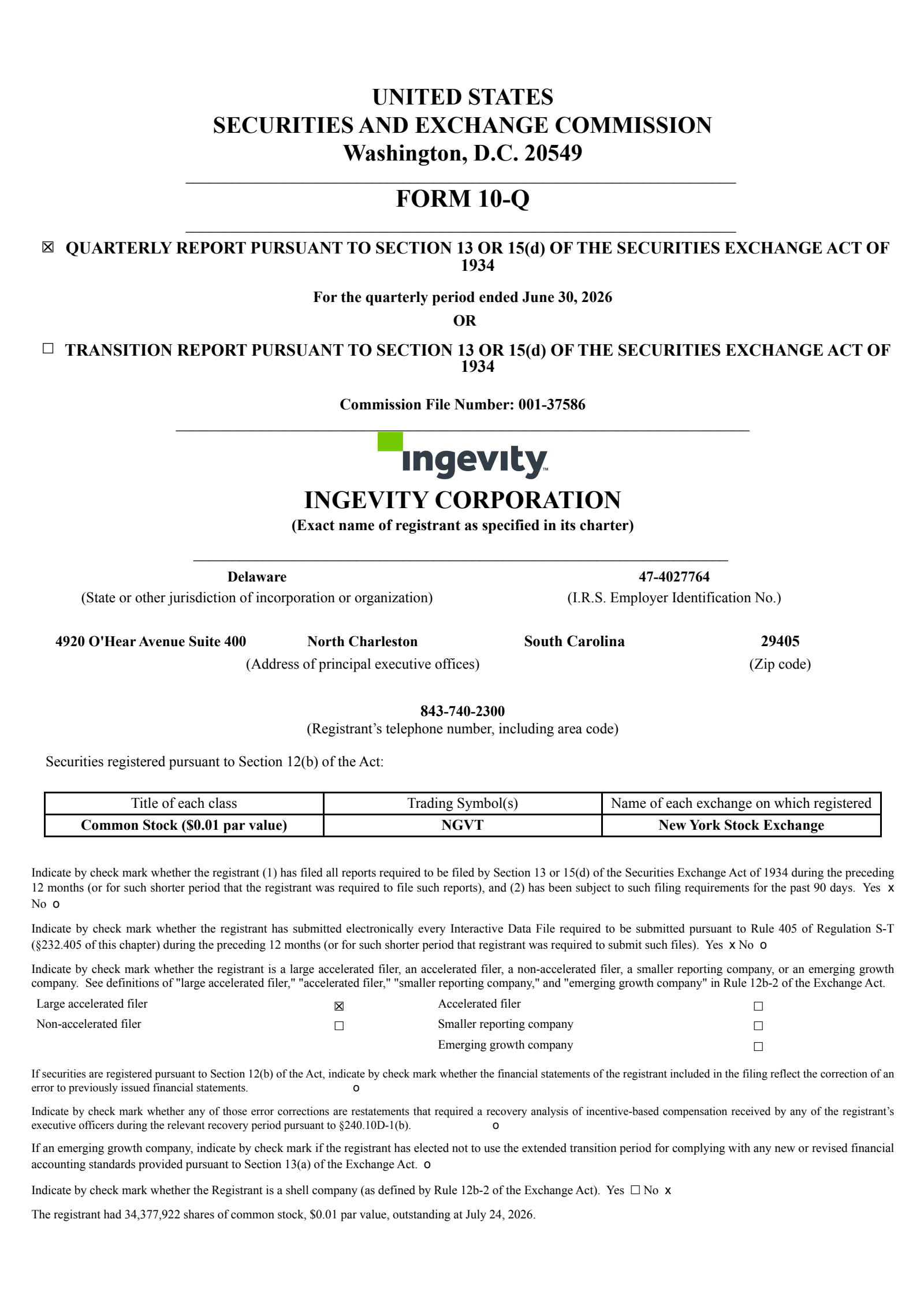 Ingevity's Q2 2026 Quarterly report