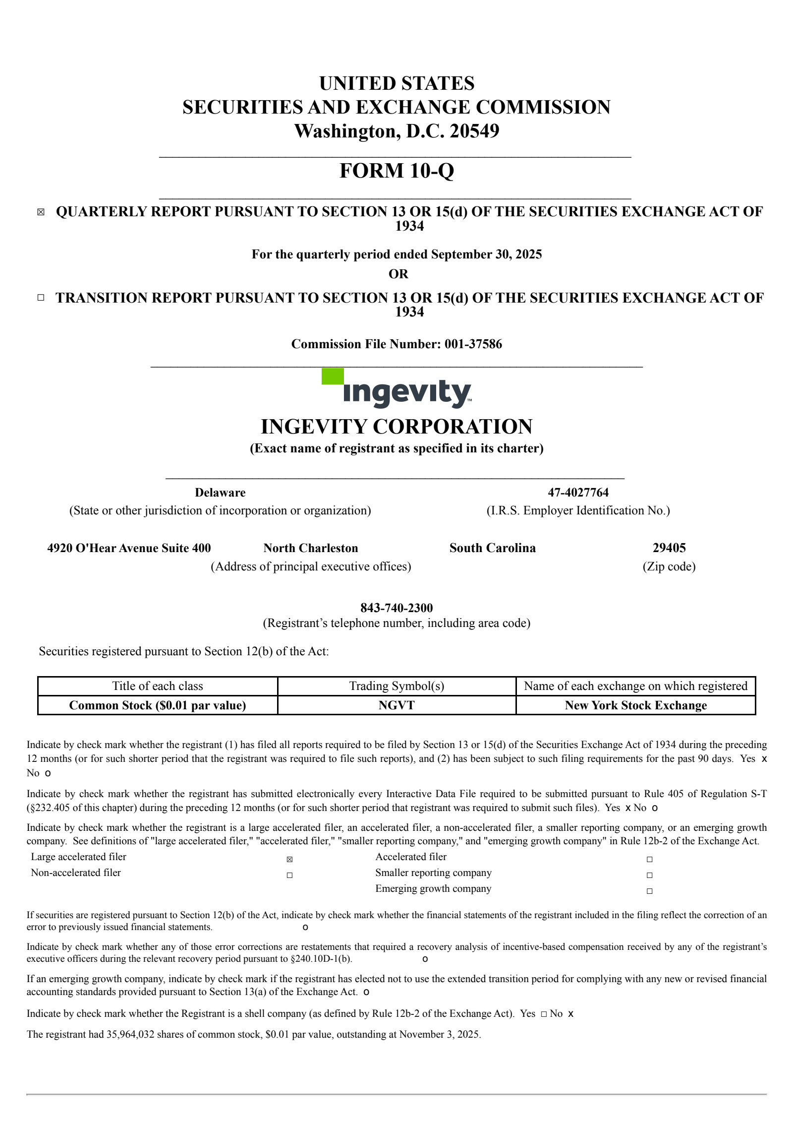 Ingevity's Q3 2025 Quarterly Report