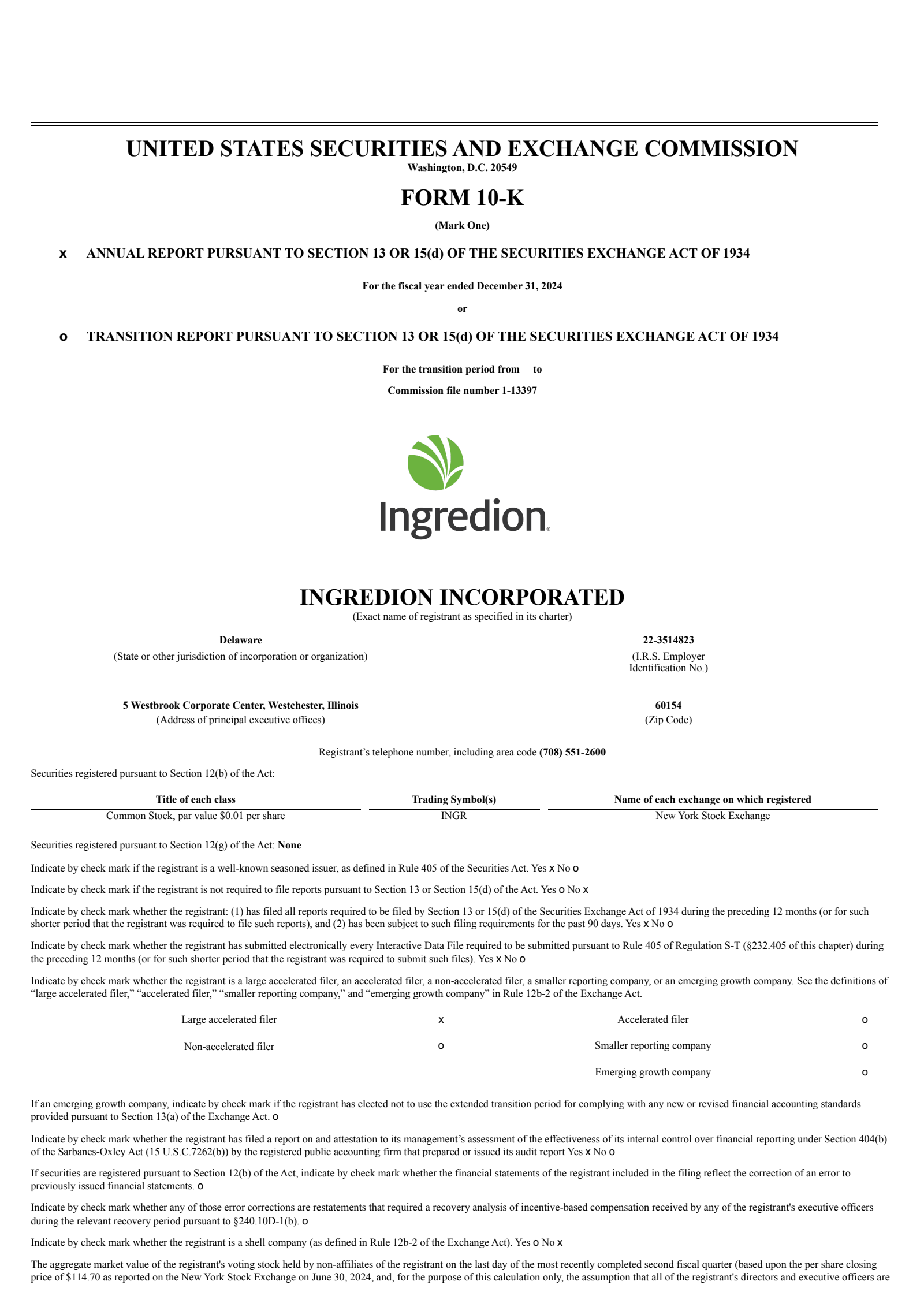 Ingredion's Q4 2024 Annual report