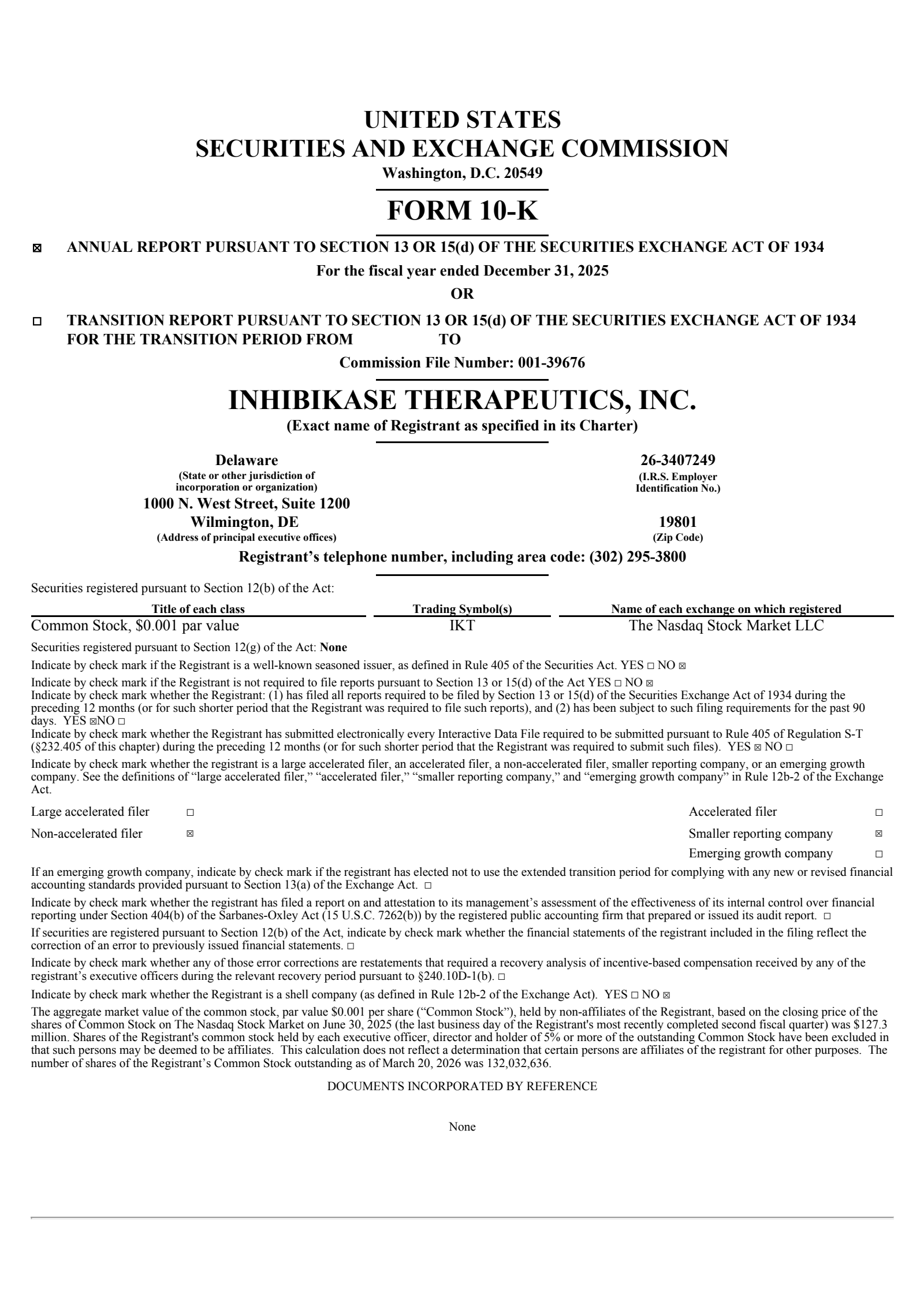 Inhibikase Therapeutics' Q4 2025 Annual report