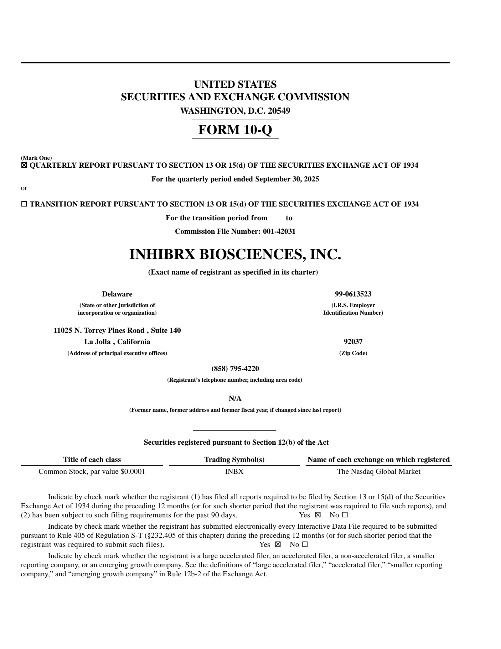 Inhibrx Biosciences' Q3 2025 Quarterly Report