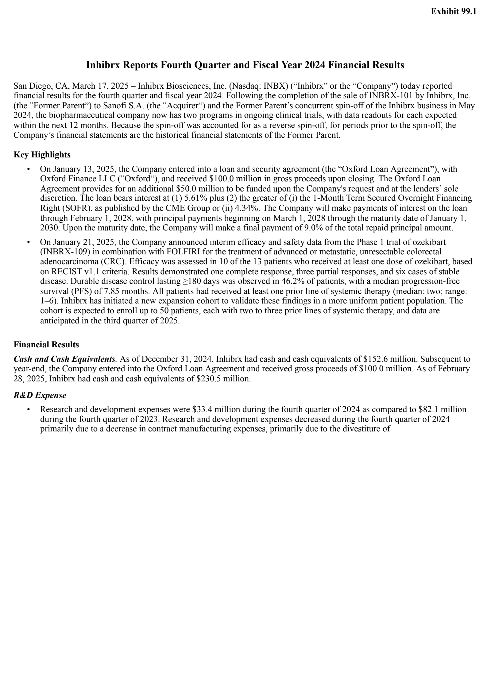 Inhibrx Biosciences' Q4 2024 Earnings Release
