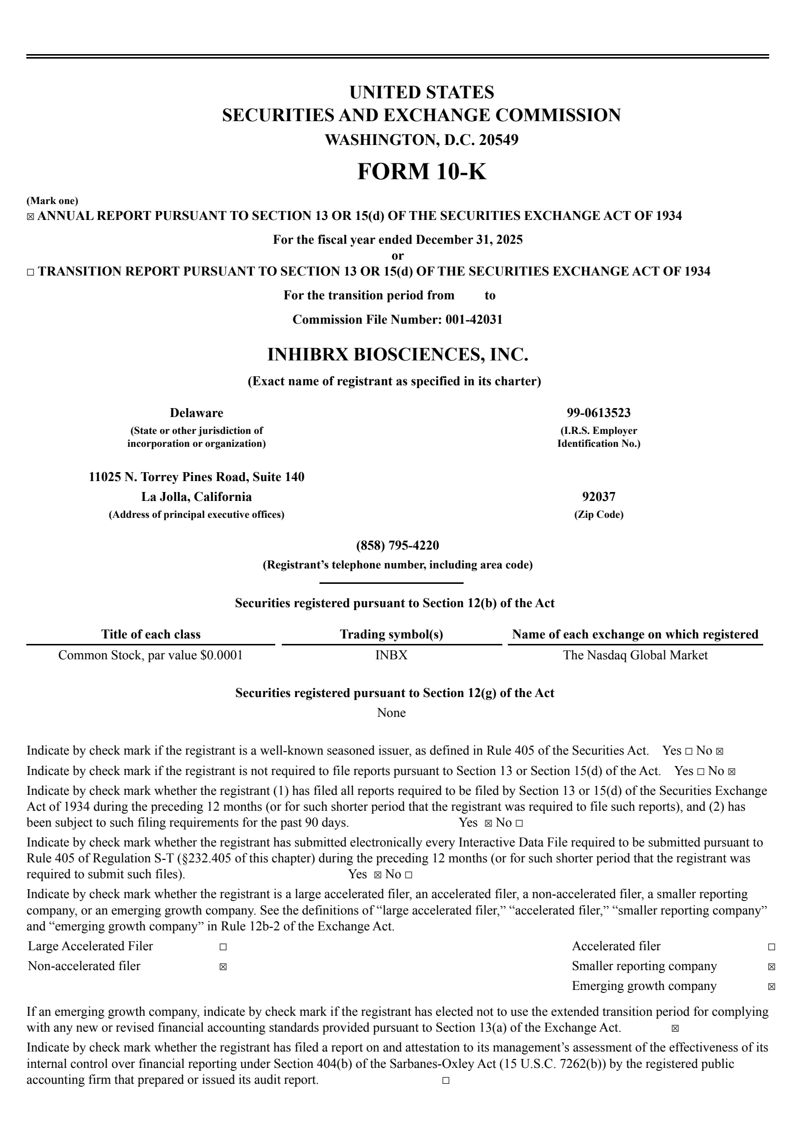 Inhibrx Biosciences' Q4 2025 Annual report