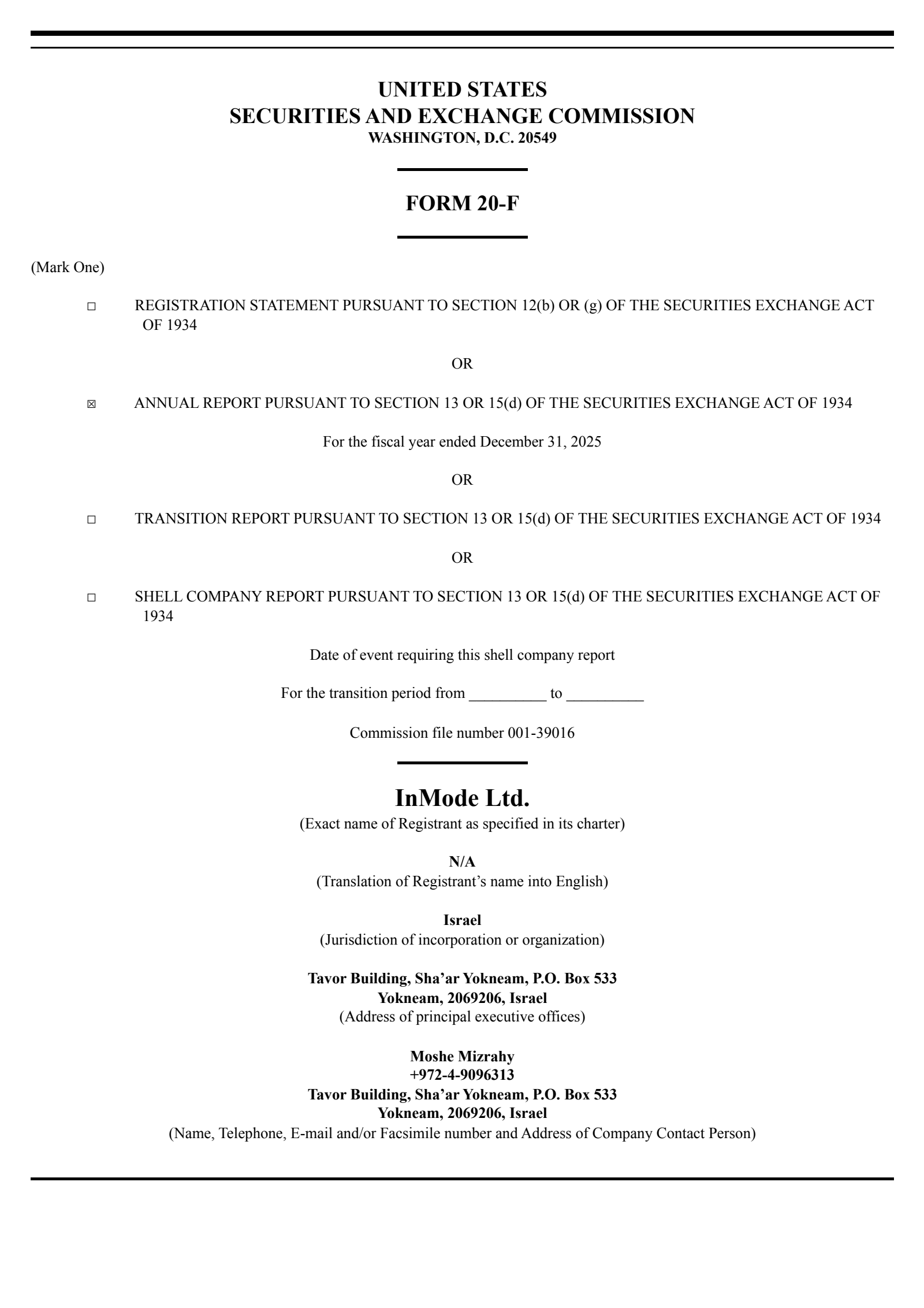 InMode's Q4 2025 Annual report
