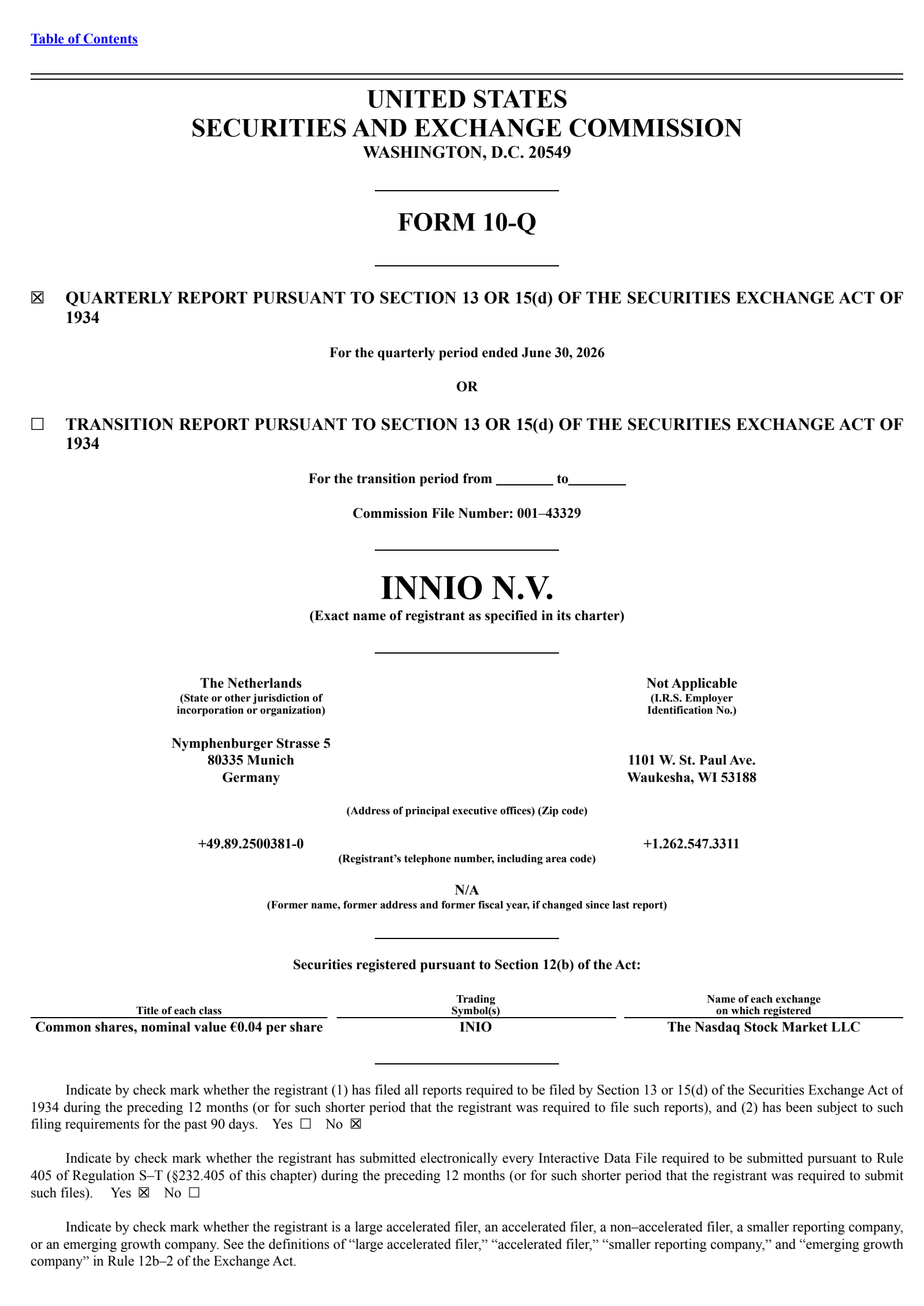 Innio's Q2 2026 Quarterly report