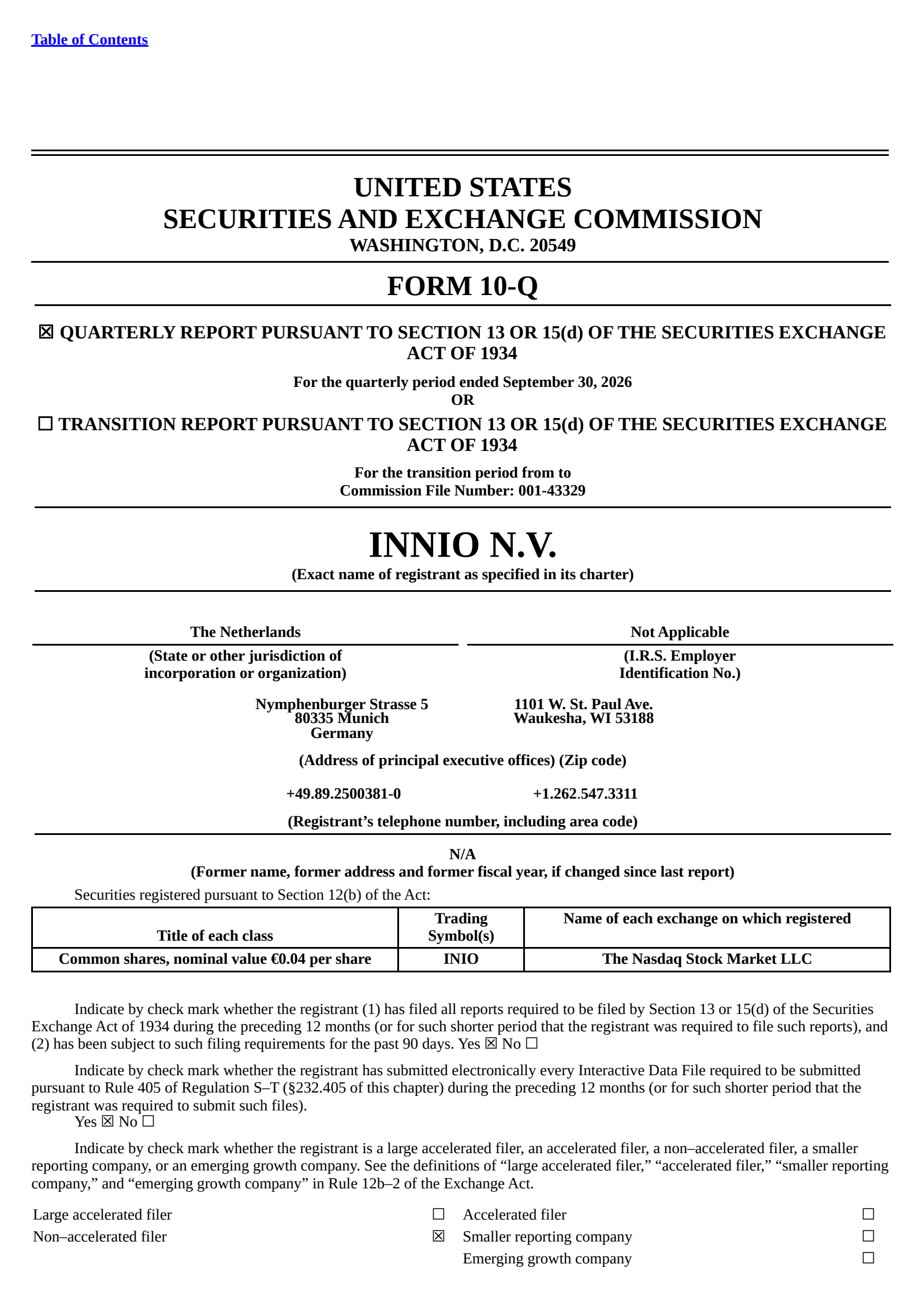 Innio's Q3 2026 Quarterly report