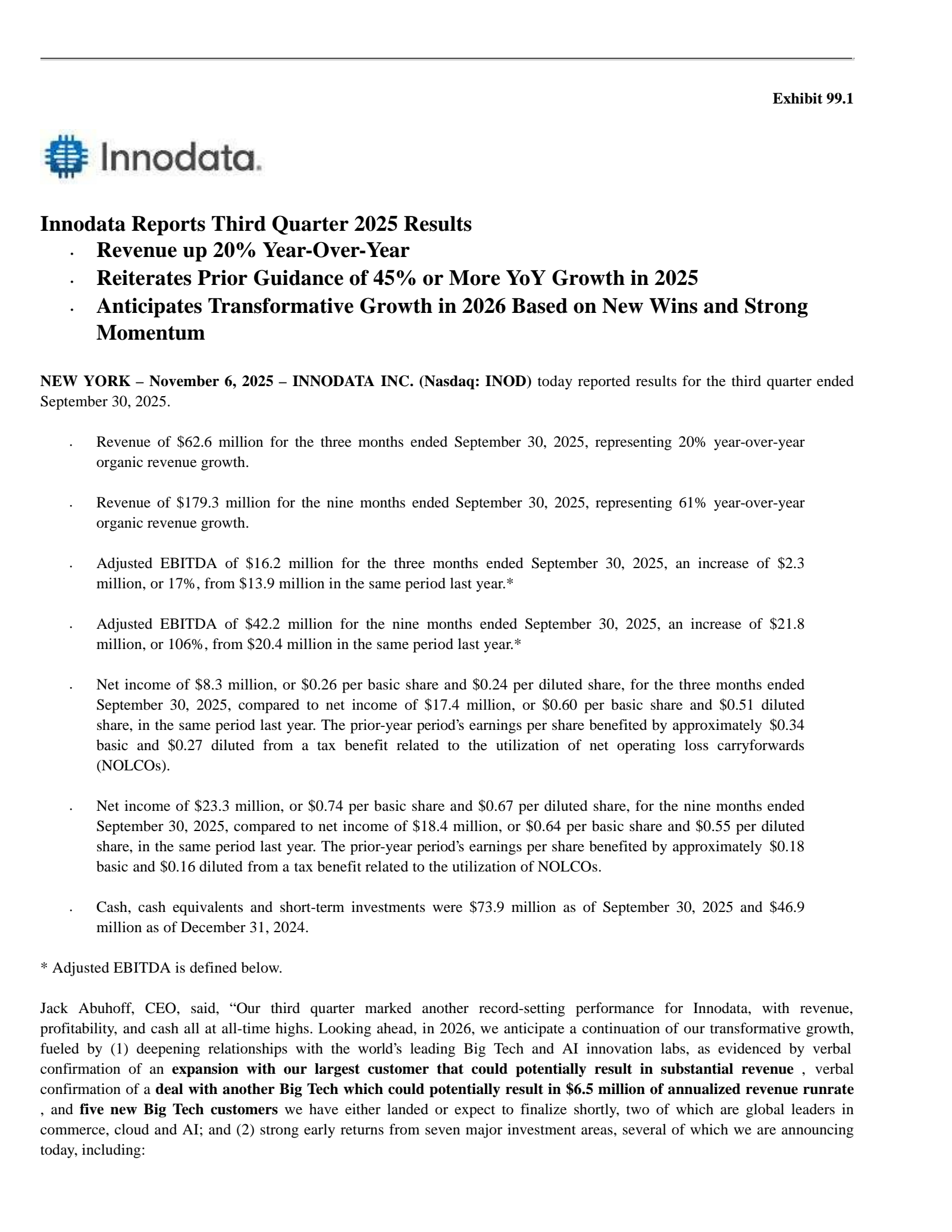 Innodata's Q3 2025 Earnings Release