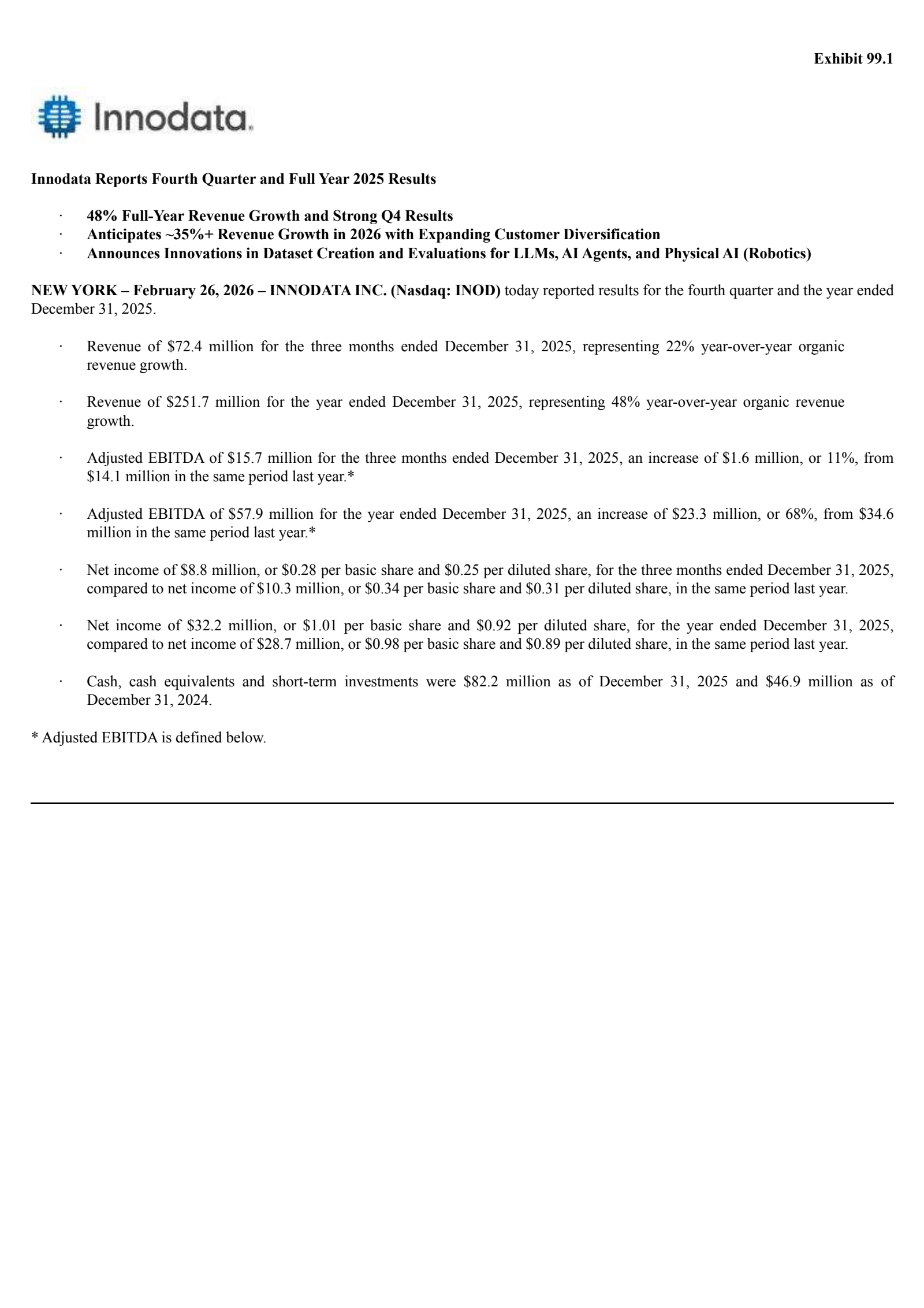 Innodata's Q4 2025 Press Release