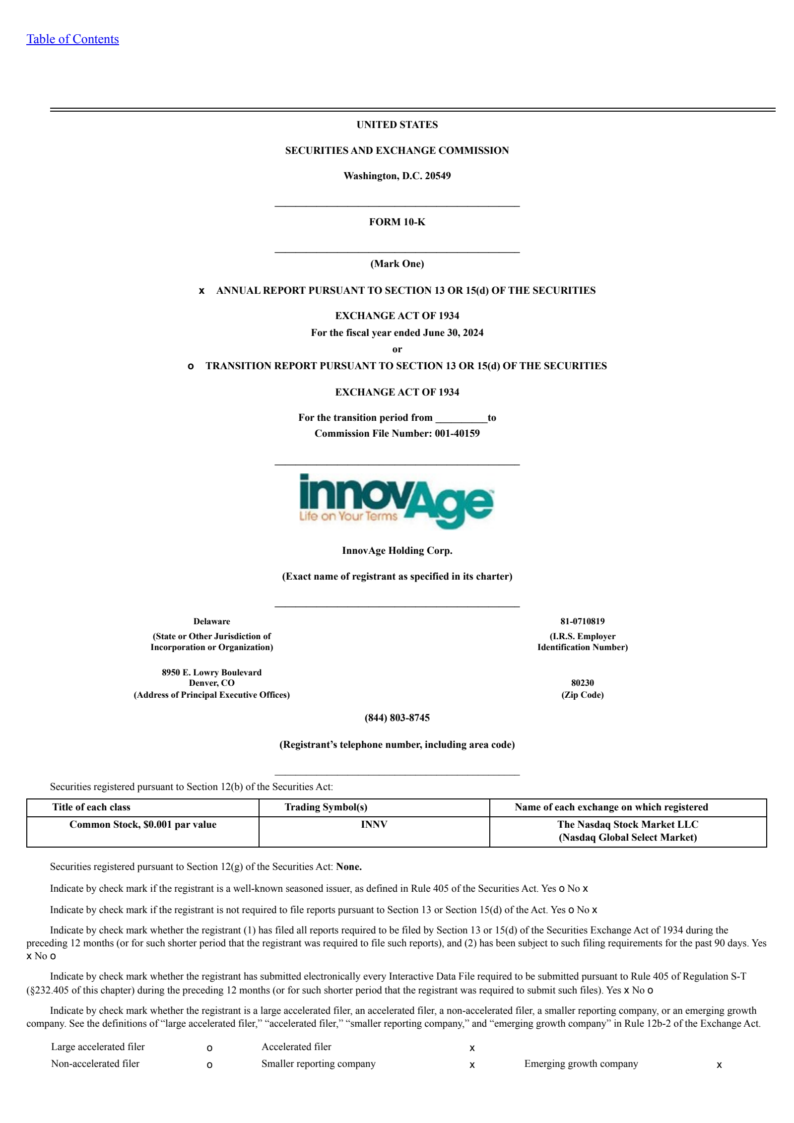 InnovAge's Q4 2024 Annual report