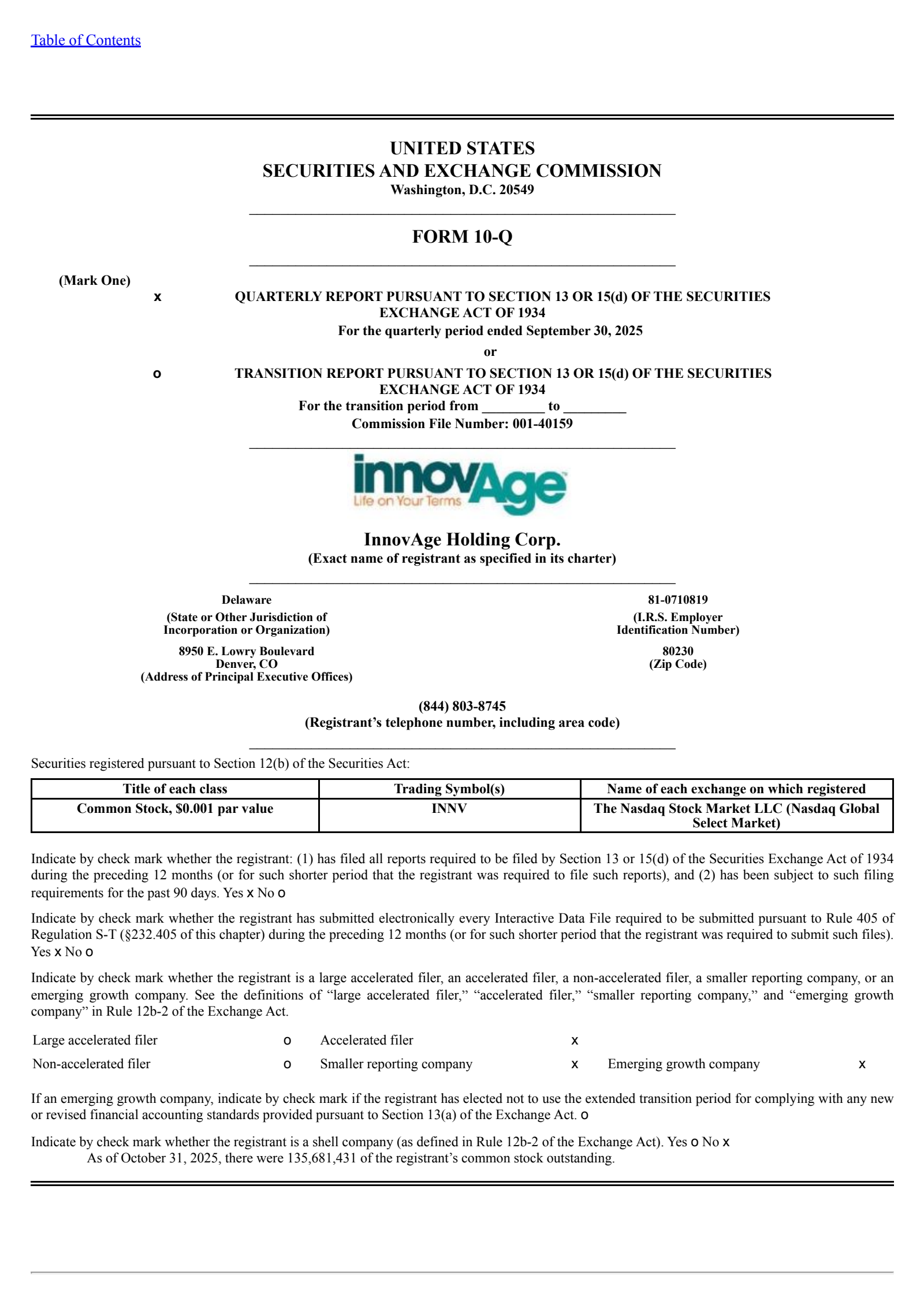 InnovAge's Q1 2026 Quarterly Report