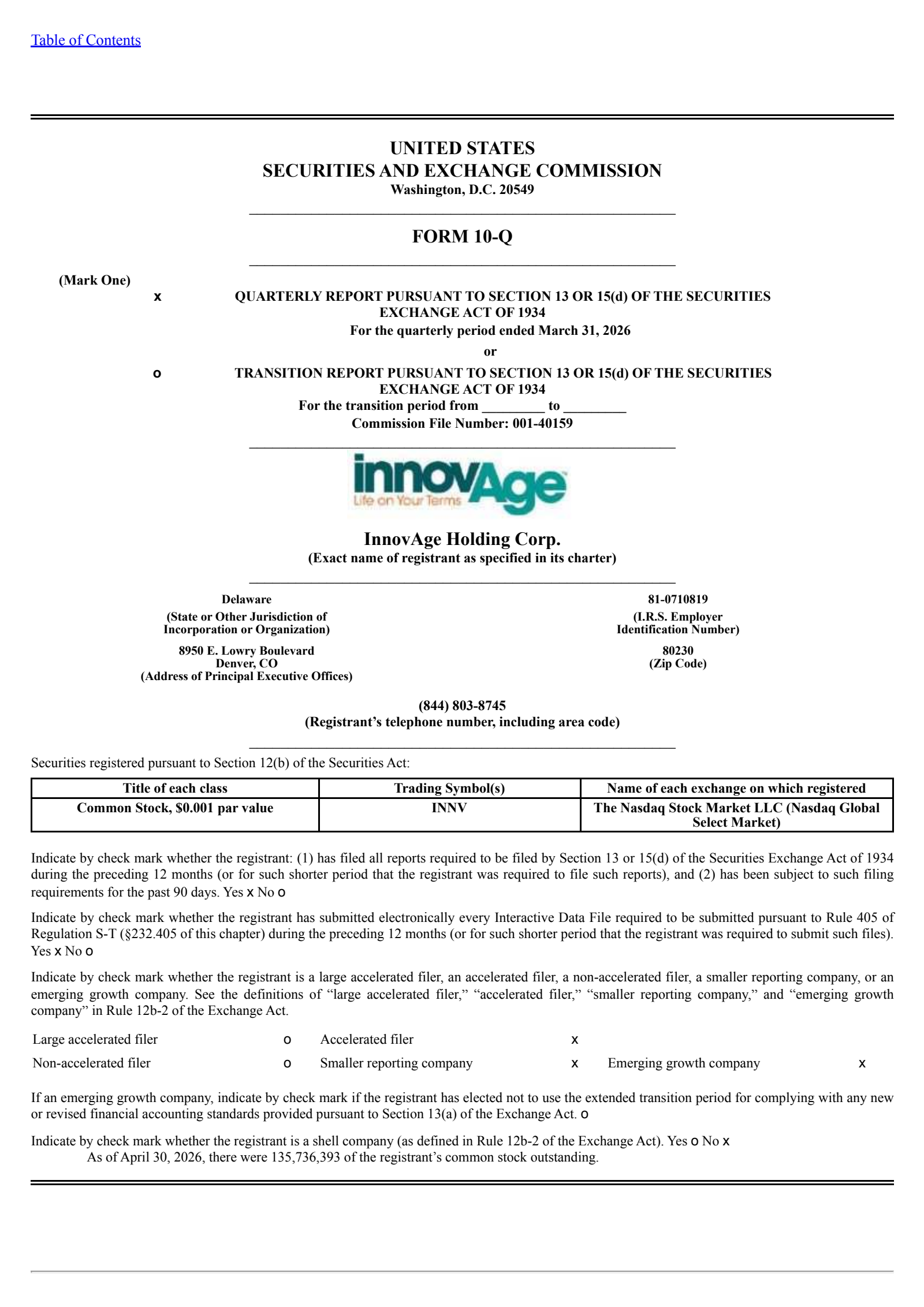 InnovAge's Q3 2026 Quarterly report
