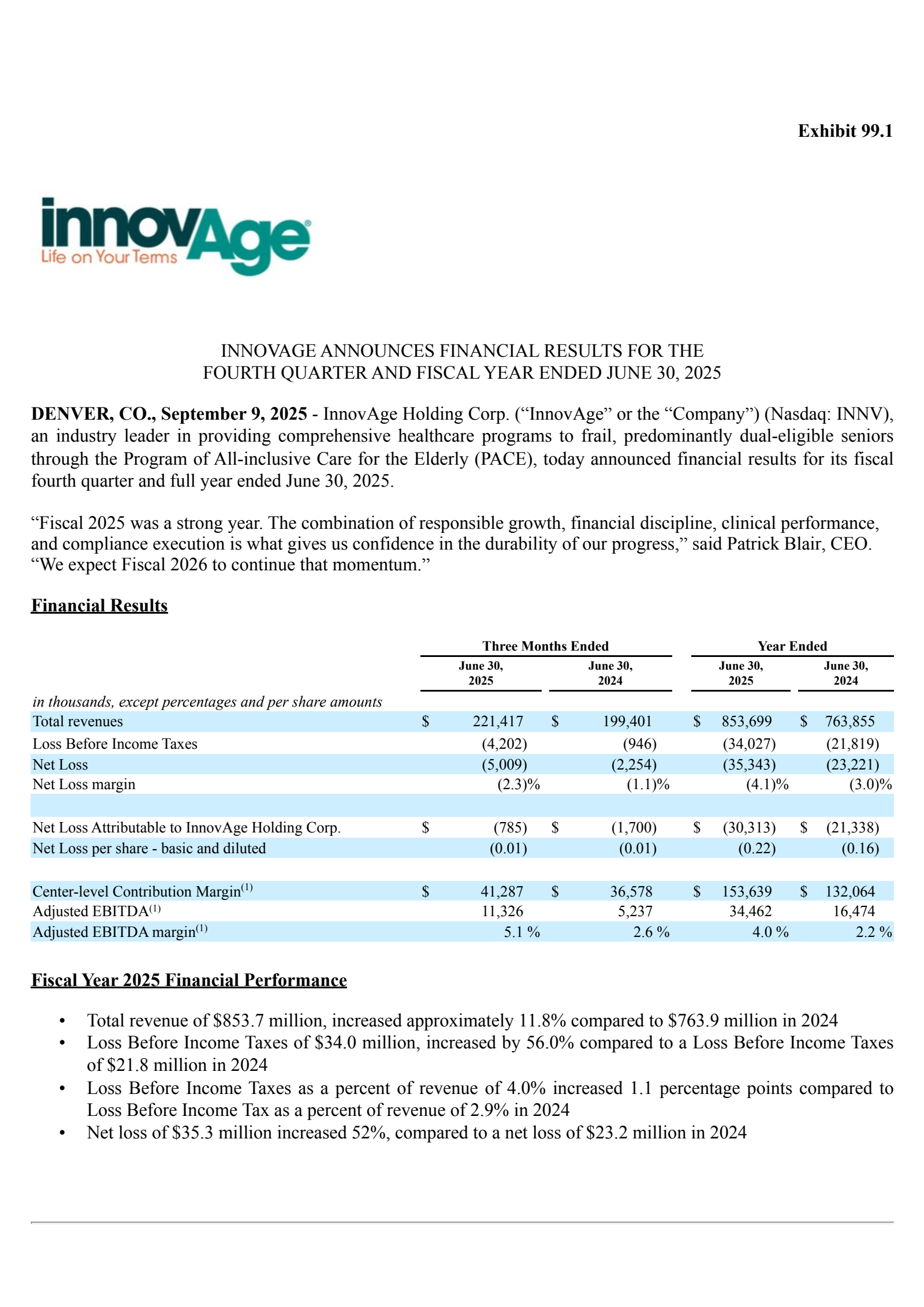 InnovAge's Q4 2025 Earnings Release