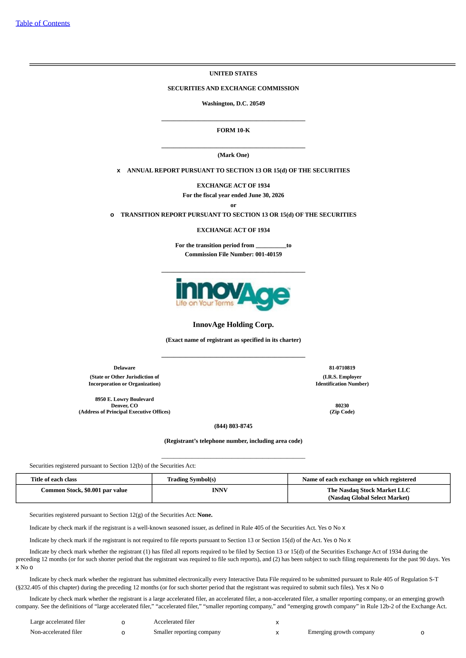 InnovAge's Q4 2026 Annual report