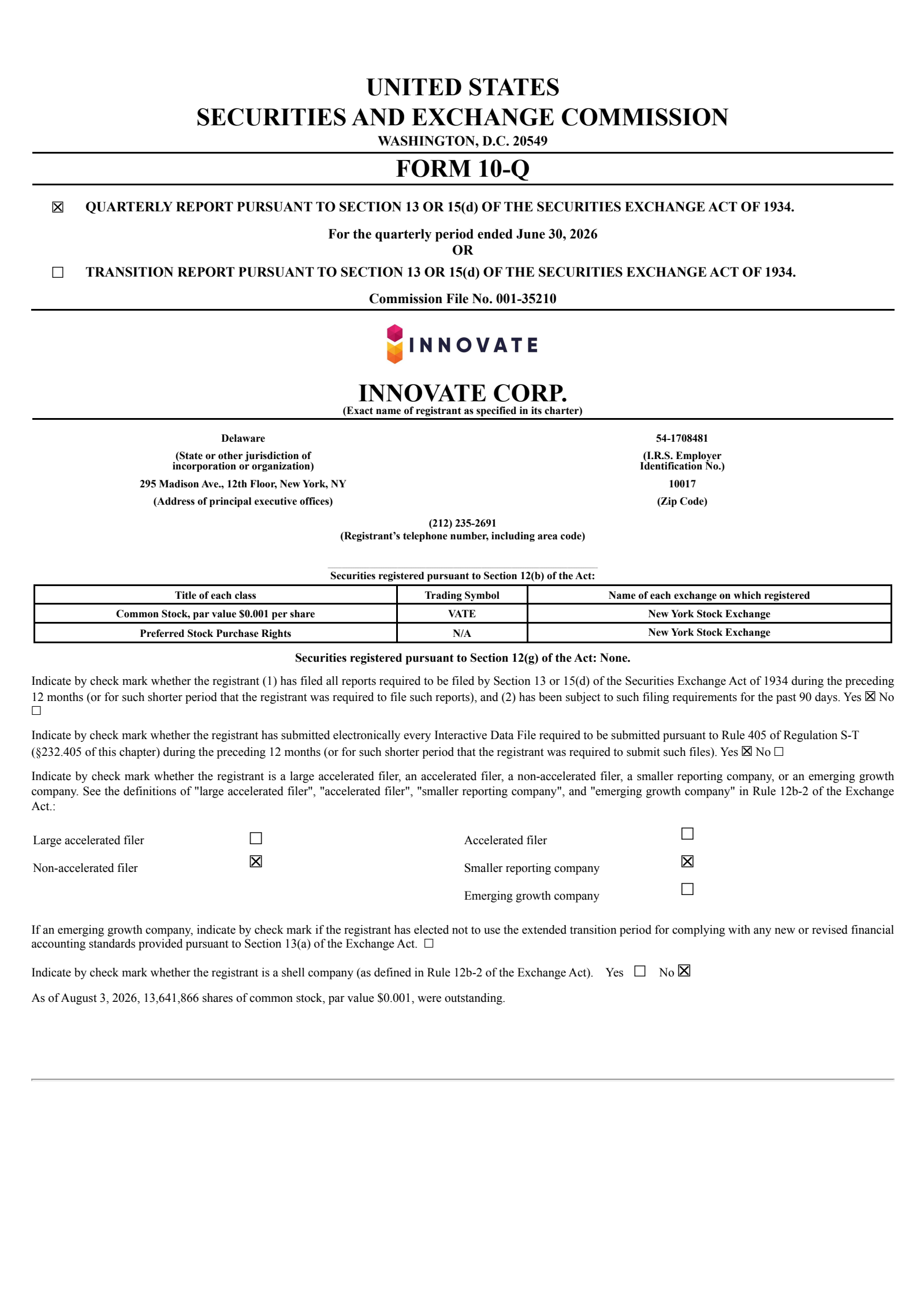 INNOVATE's Q2 2026 Quarterly report