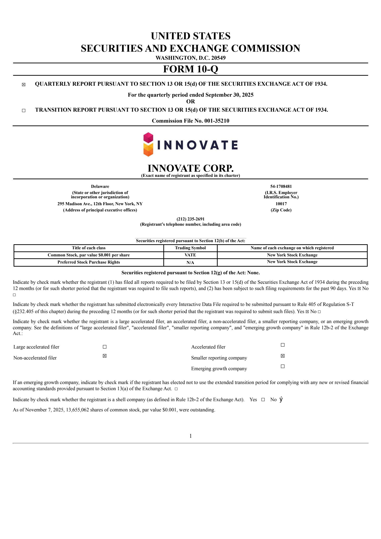 INNOVATE's Q3 2025 Quarterly Report