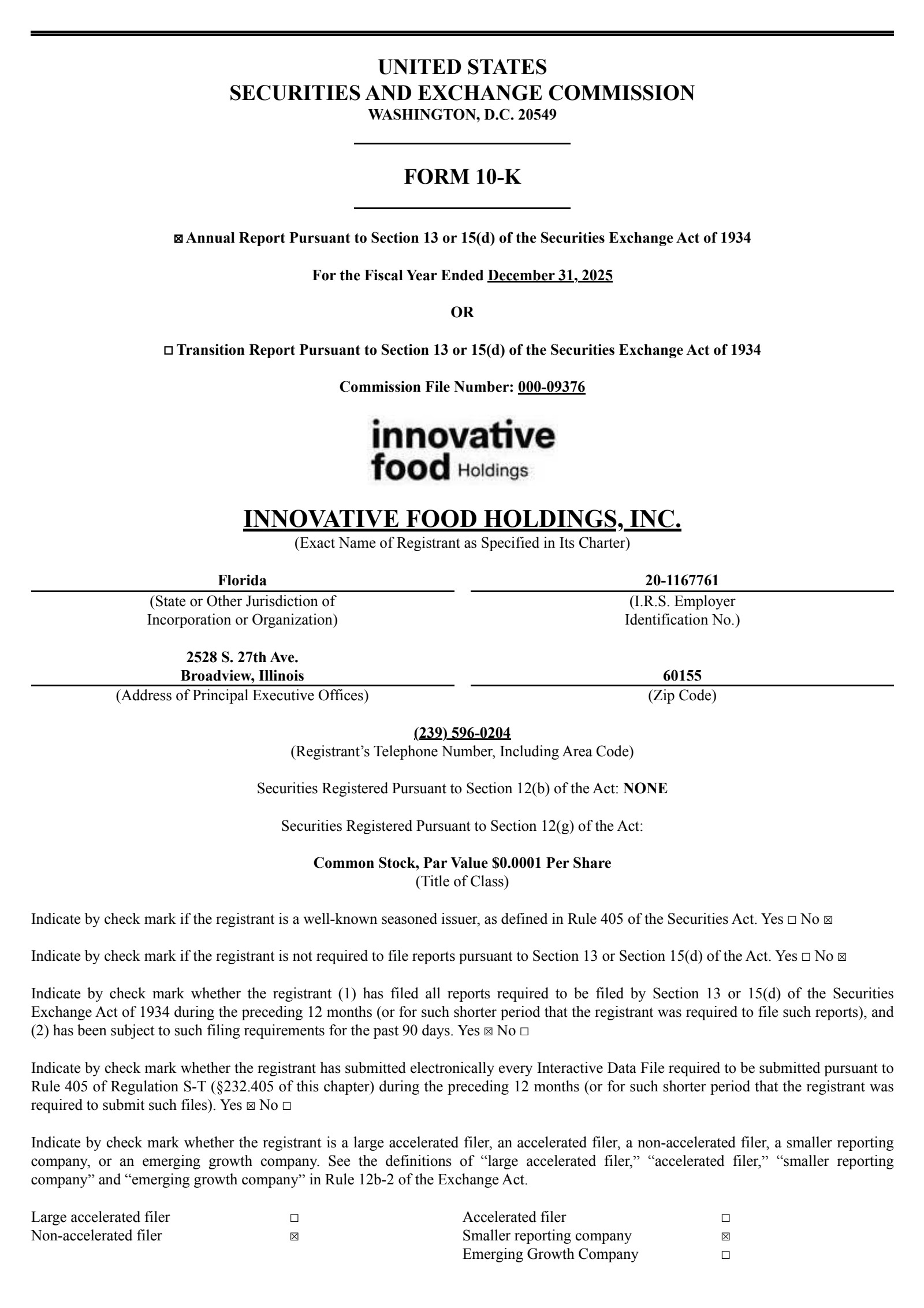 Innovative Food's Q4 2025 Annual report